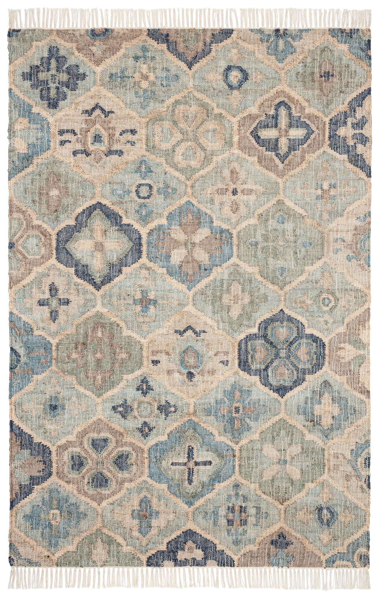Dash & Albert Pali Blue Handwoven Jute Rug, 9.5 X 13.5 Feet, Blue/Natural Geometric Pattern