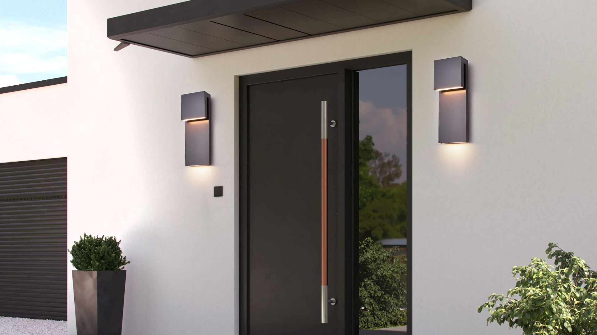 Image of Tarentlight Modern Outdoor Indoor Integrated LED Wall Sconce, 2-Light Total 17W,Bronze Finish,1600 Lumens,3000 Kelvin,90 CRI, Dimmable,Input 120-277V,Weatherproof for Global Front Porch Decor Use.