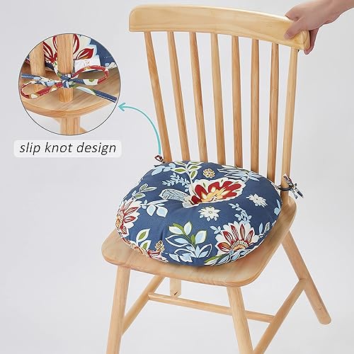 Miniatura 6 de JMGBird Juego de 4 cojines redondos para exteriores, cojines redondos de 15 pulgadas con lazos, cojines de asiento redondos para sillas de bistró