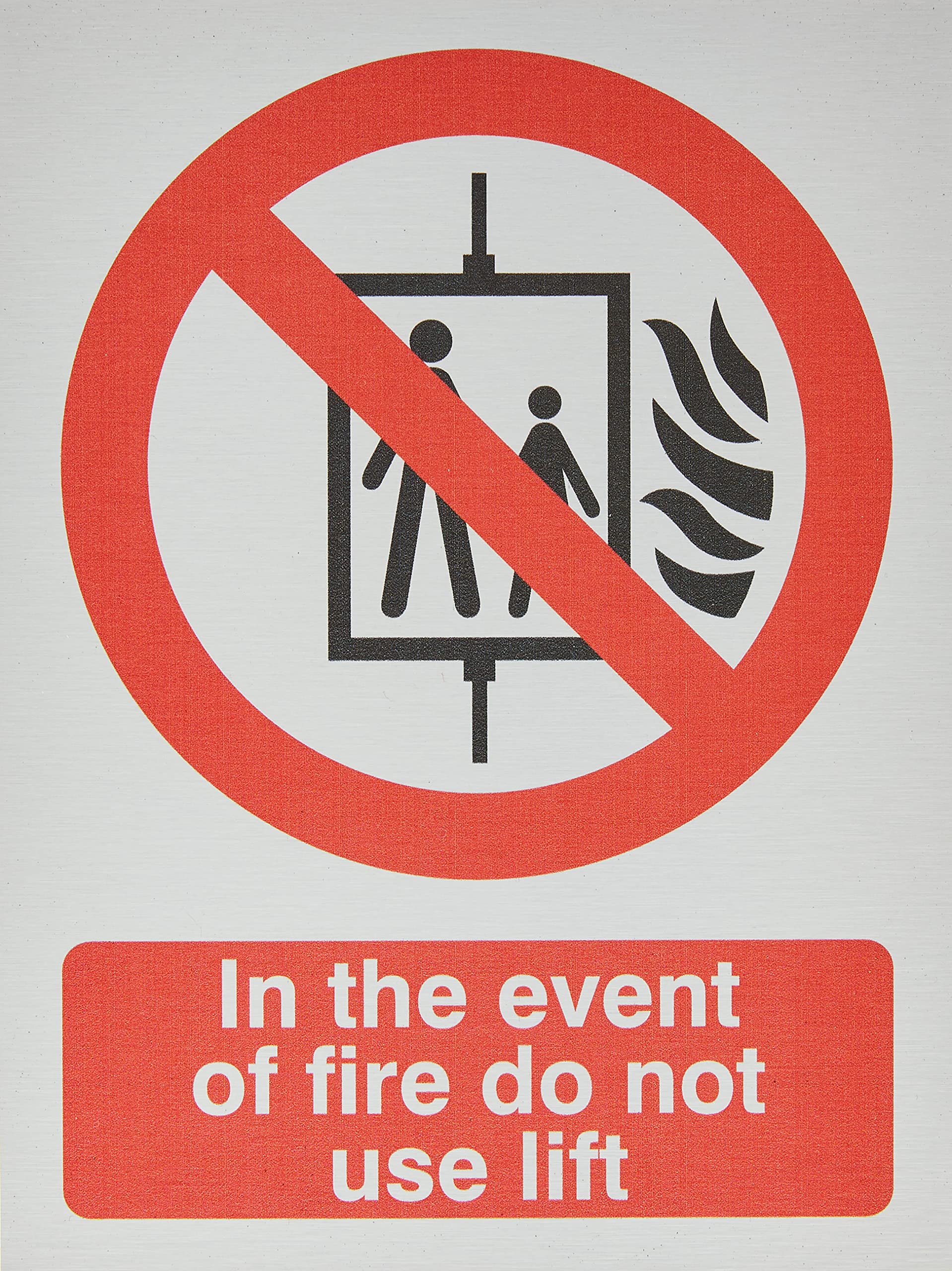 Seco in The Event of Fire Do Not Use Lift Sign, 150mm x 200mm - 1.5mm Brushed Aluminium Composite