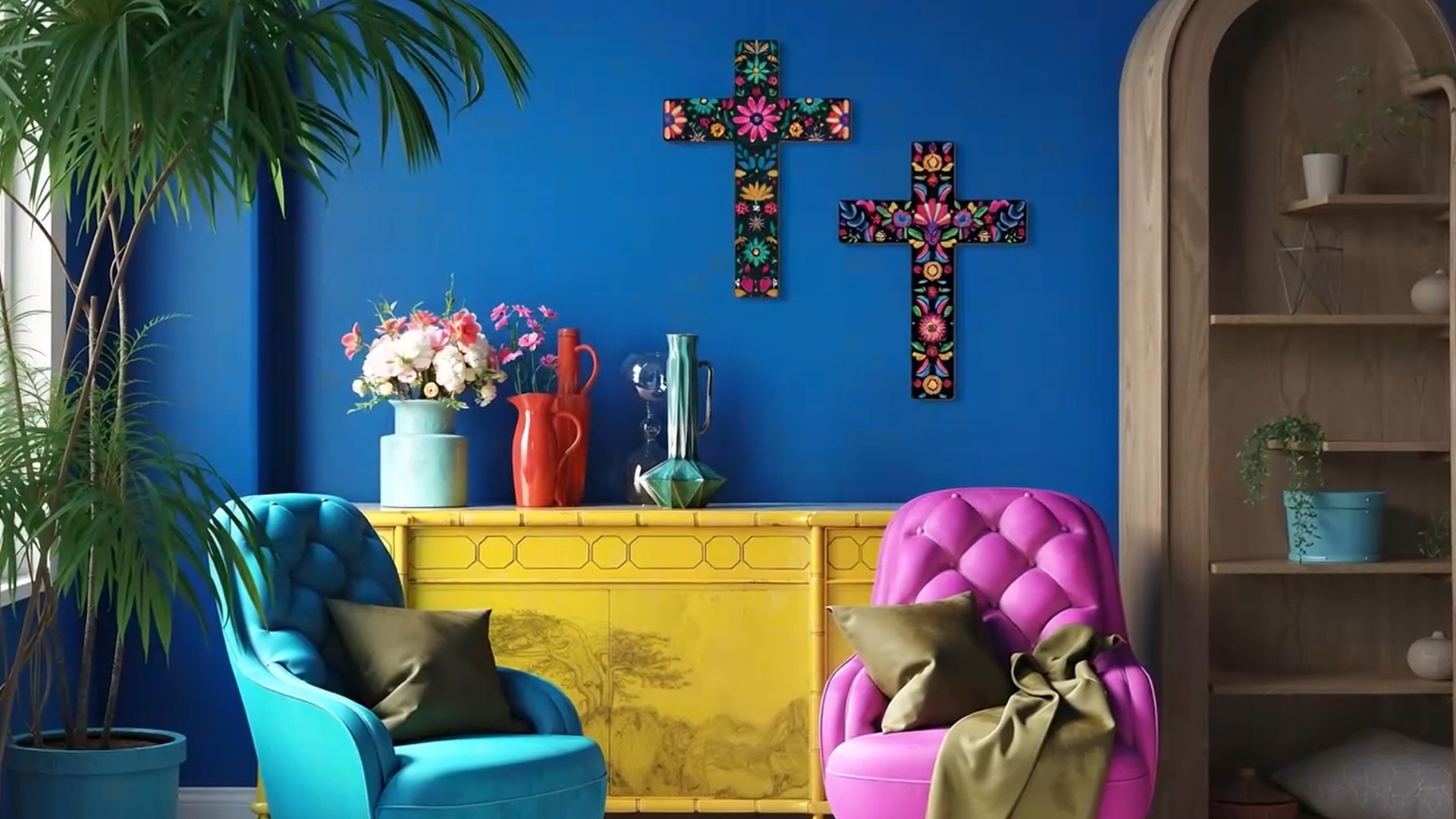 Amazon.com: Pinkunn 2 Pcs Mexican Cross Wall Decor 21.46 x 15.75