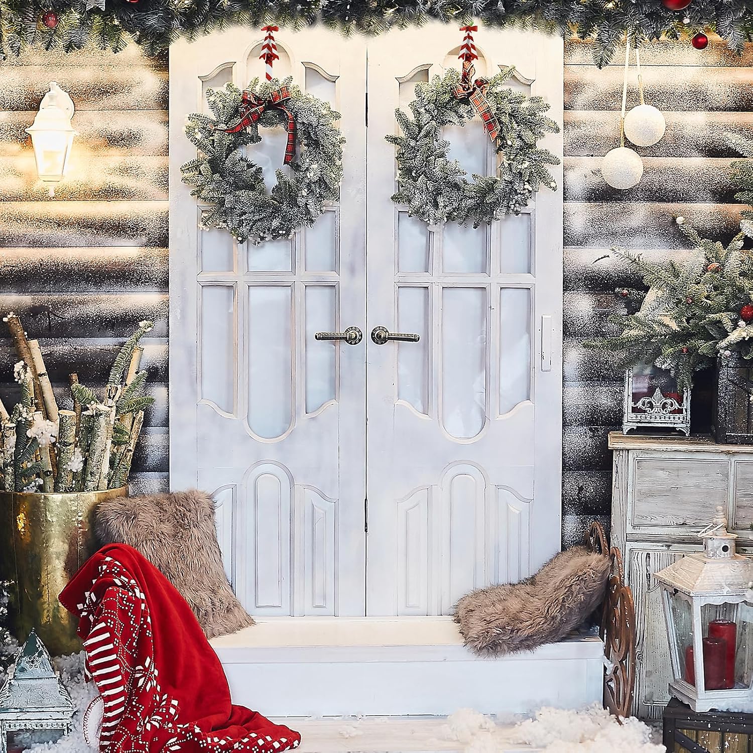 2 Pack Wreath Hangers for Front Door,Christmas Decoration Metal Over The Door Wreath Hanger Ornament,Candy Cane Wreath Hanger