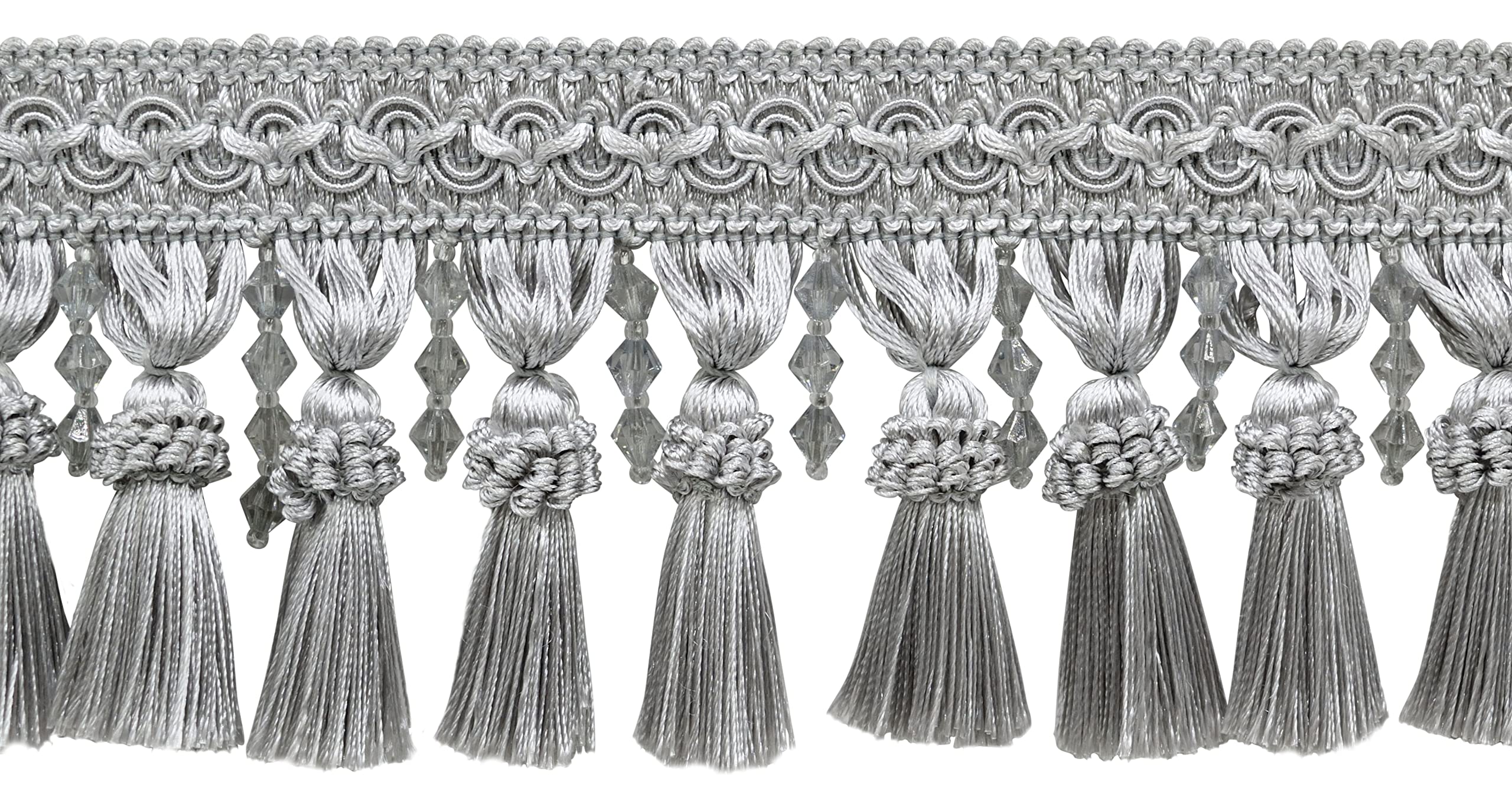 Frange de 10,2 cm DÉCOPRO passe-partout gris clair #79, galon gimp mercerie 4,5m