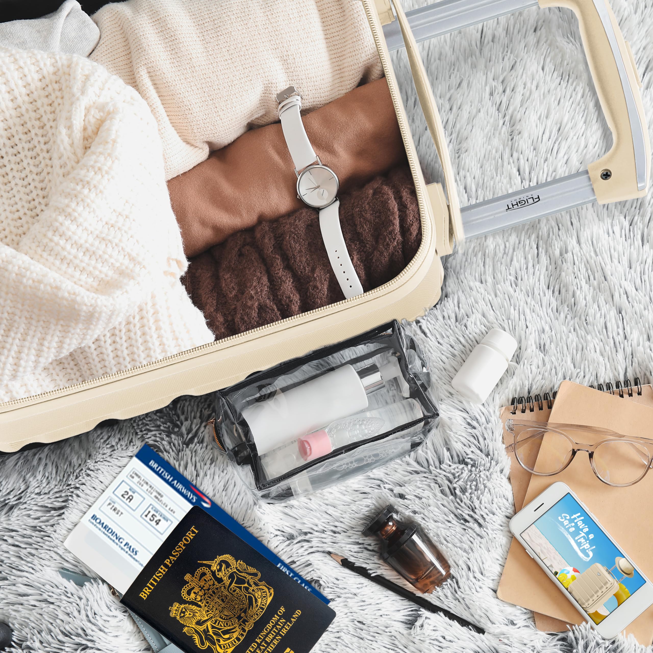 Flight Knight 40x20x25 Ryanair Underseat Cabin Bag, Lightweight Suitcase, Small Durable 4-Wheel Cabin Case, Maximum Carry-On Size, ABS Hard Shell, 10kg Hand Luggage Bag- 40 x 20 x 25