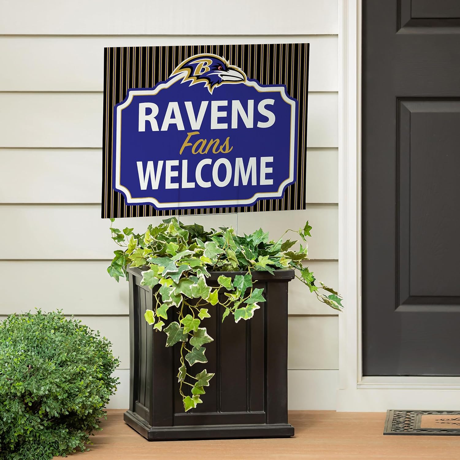 NFL Baltimore Ravens Yard Sign, Outdoor Coroplast Yard Signs with Stakes 18x24, Officially Licensed Team Logo, Football Fan Home Decoration for Lawn, Garden, Party -"Fans Welcome"