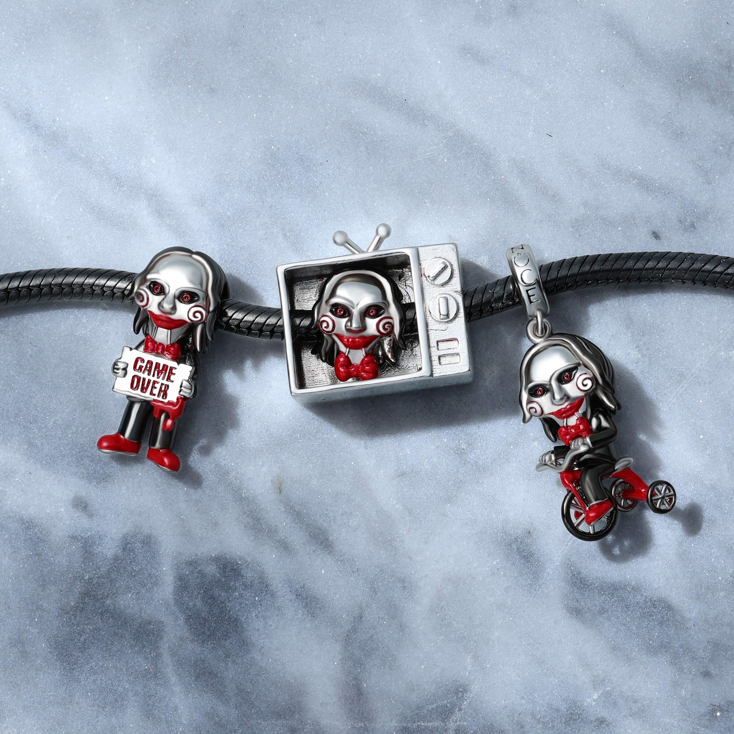 GNOCE Ciondolo con ciondolo Sega pericolosa Gamba mozzata Ciondolo in argento sterling 925 Regalo per ragazze Bambini Adatto a tutti i braccialetti/collane