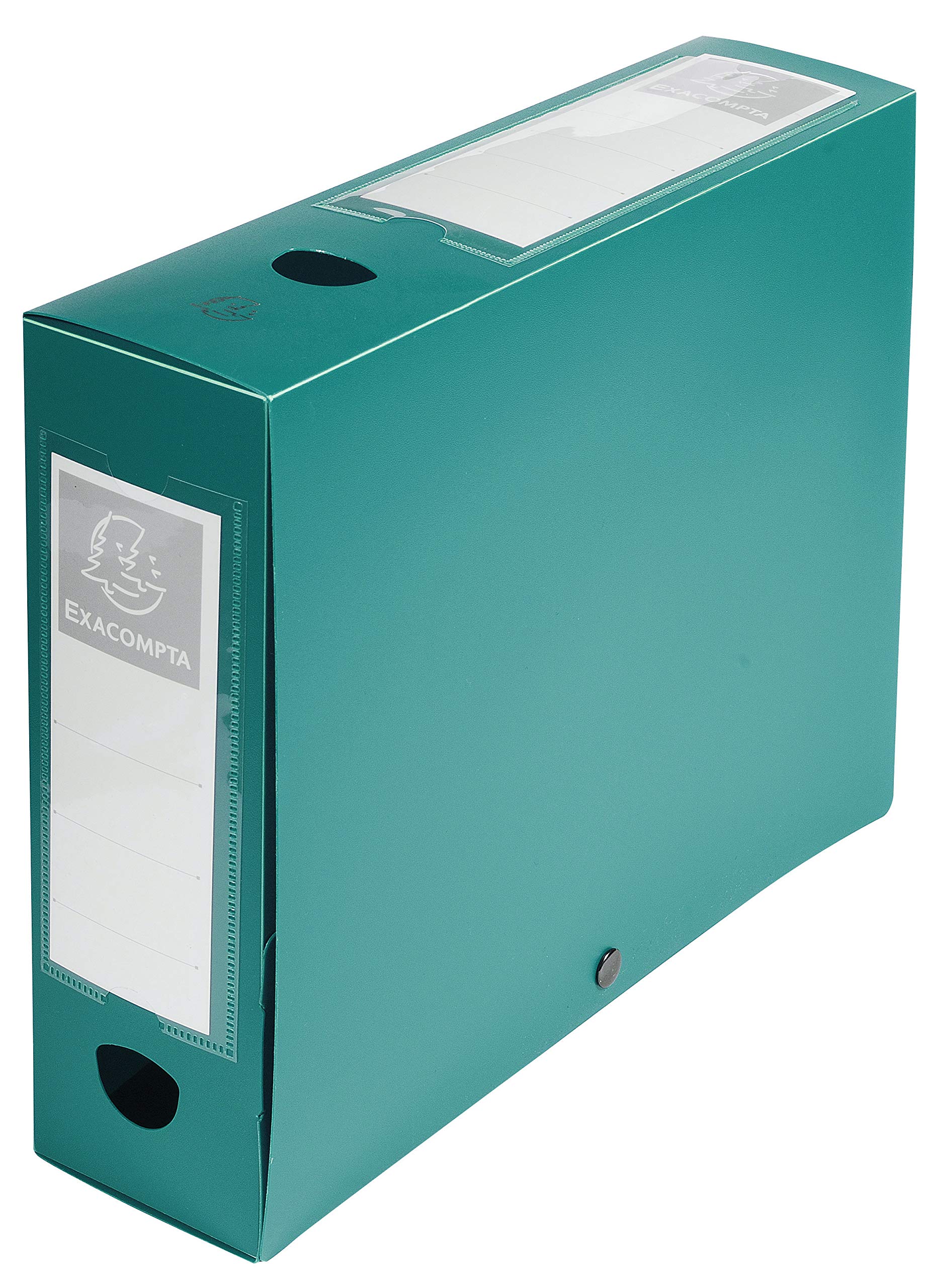 Exacompta - Ref. 59833E - 10 snap-on filing boxes 80mm back opaque 7/10th polypropylene - green, Pack of 10