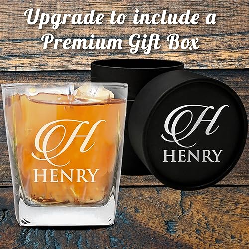 Miniatura 4 de My Personal Memories, Vaso de cristal de whisky personalizado personalizado con piedras cuadradas, fiesta de boda, padrinos de boda, día del padre,