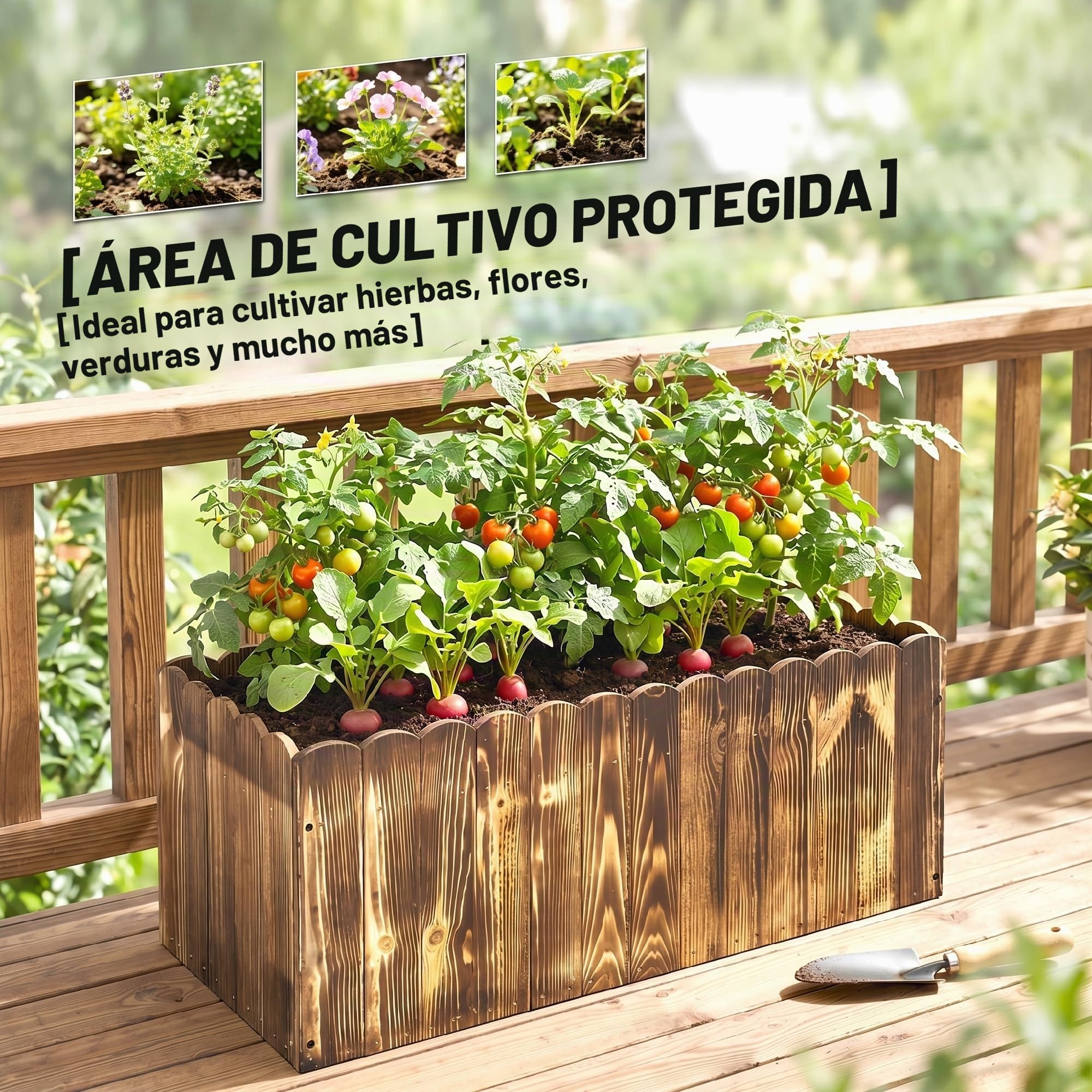Outsunny – Jardinera para plantas - Macetero rectangular fabricado en madera de abeto - Medidas 80 x 33 x 30 cm