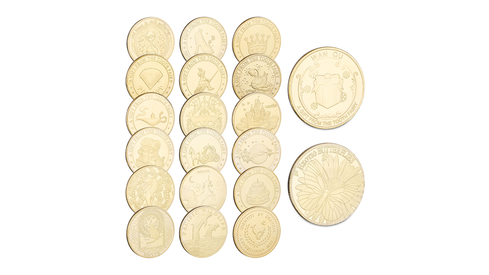Set 20 Monete Della Fatina Dei Denti Relaxdays: Oro Con Custodia, 4 Cm, Design Fiaba, Regalo Per Dentino Caduto - 3