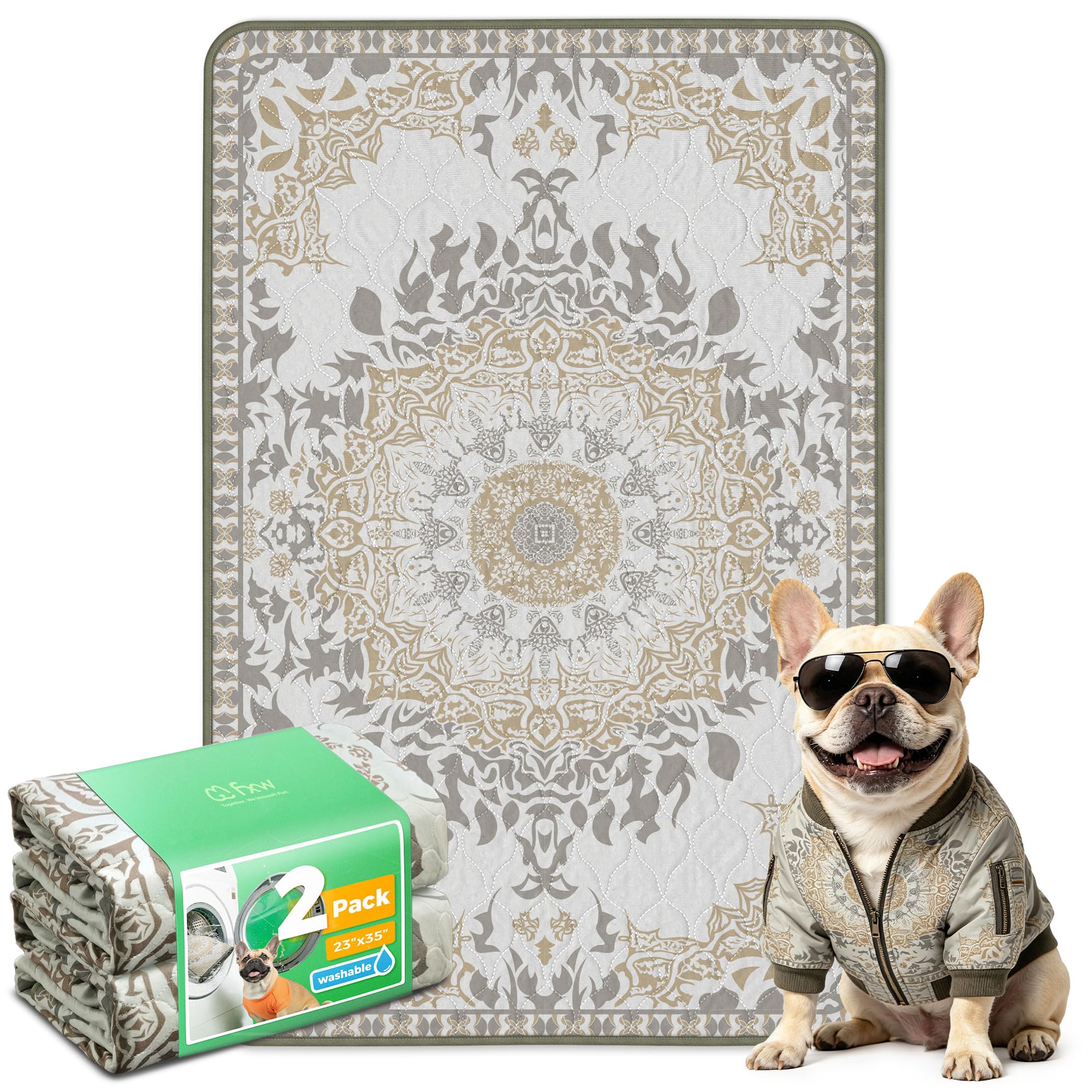FXW Washable Pee Pads for Dogs, Super Absorbent, 23" x 35", 2 Packs