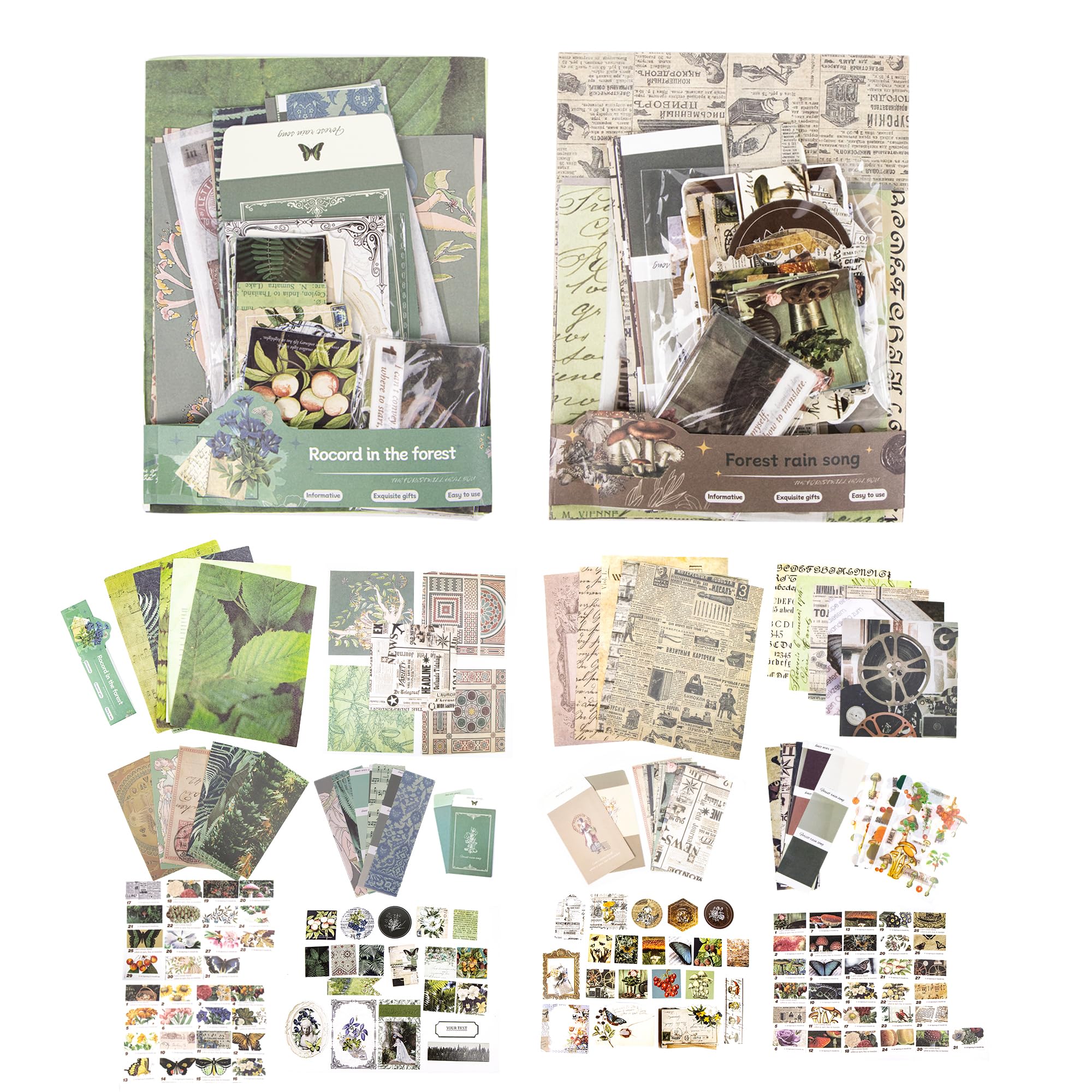 mimzemamz Scrapbooking Materiales Kit, 176 Piezas Pegatinas Scrapbooking Kit Vintage Bullet Journal Accesorios Diario Estético, DIY Scrapbook Regalo de Bricolaje para Adolescentes y Niñas