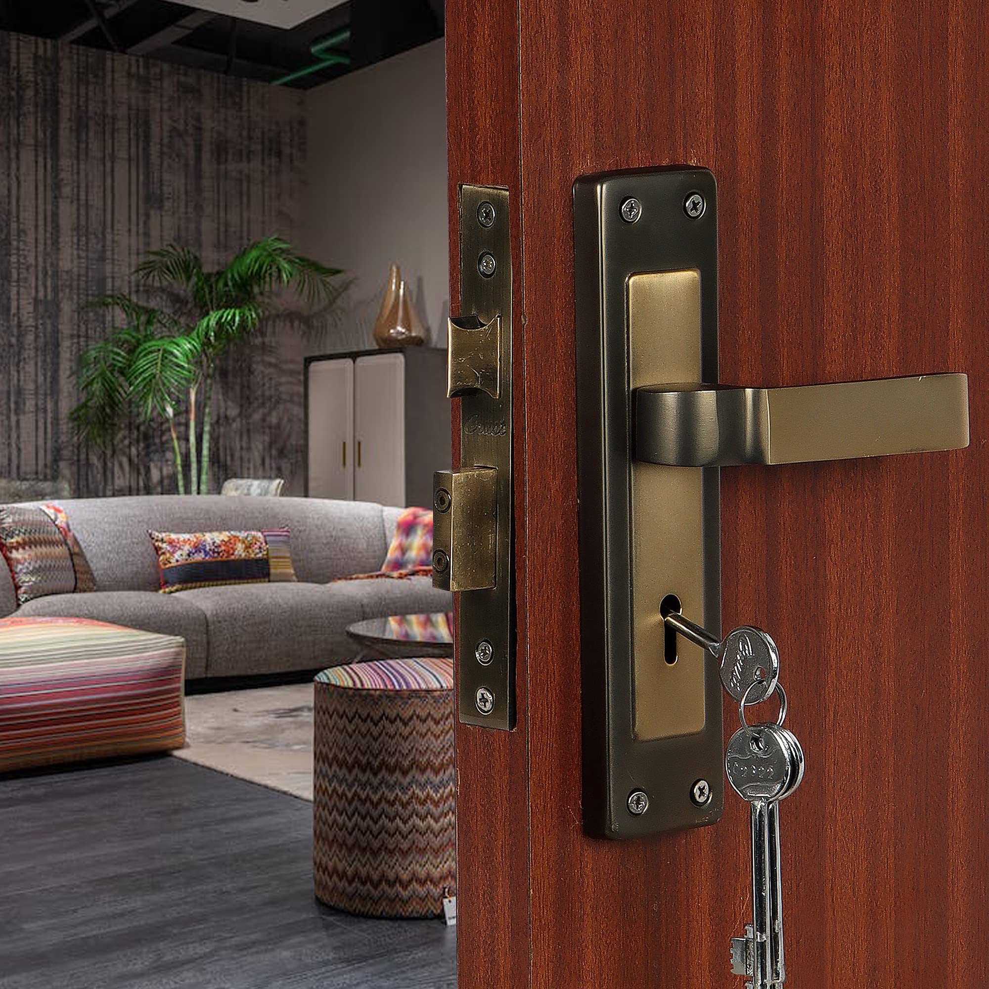 Crust Premium 8 Inch Key Plate Mortise Door Lock Handle Set/Mortise Lock with Brass Lock Body with 3 Keys (Quartz) (B09Q895H94) Amazon Price History, Amazon Price Tracker