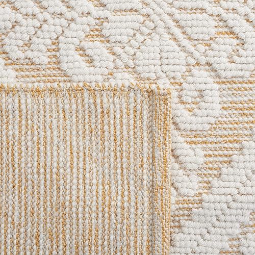 Miniatura 2 de SAFAVIEH Vermont Collection VRM306D - Alfombra cuadrada de lana de primera calidad, hecha a mano, 6 pies, color marfildorado