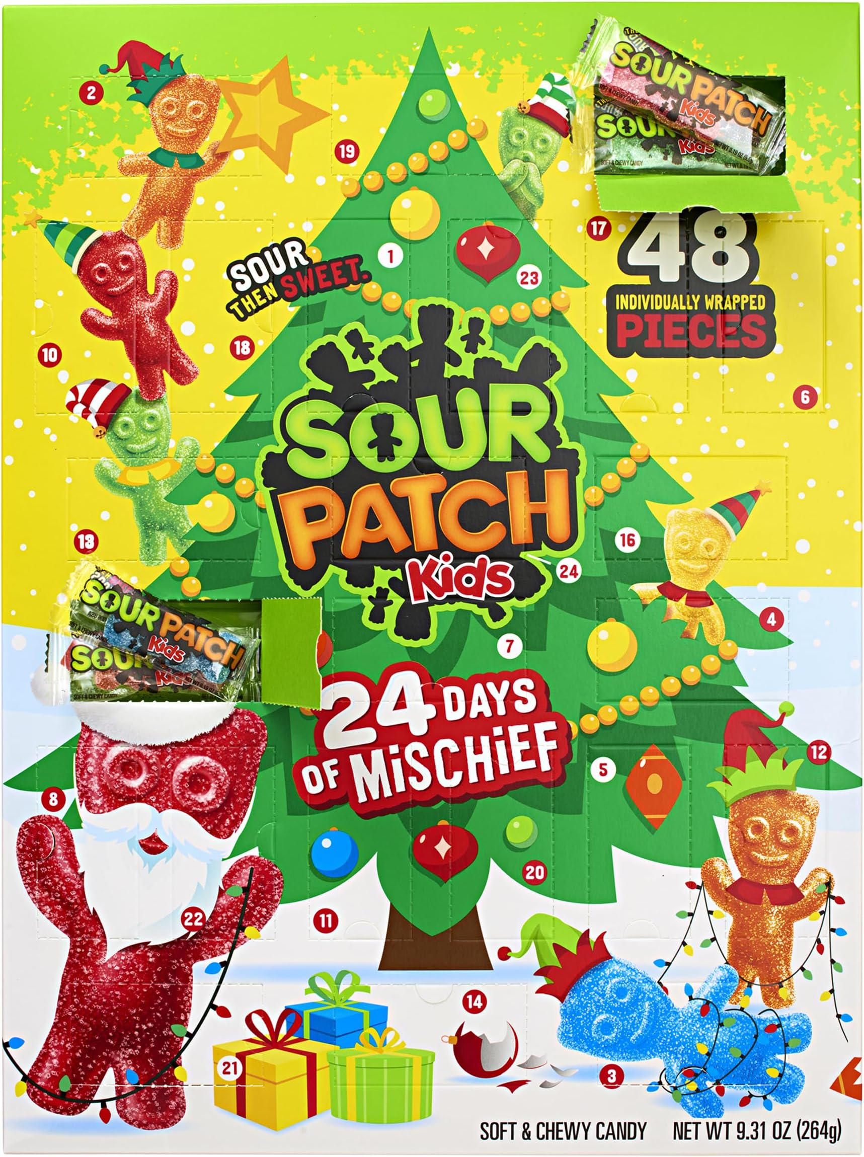 SOUR PATCH KIDS Soft & Chewy Candy Holiday Advent Calendar, 24 Days