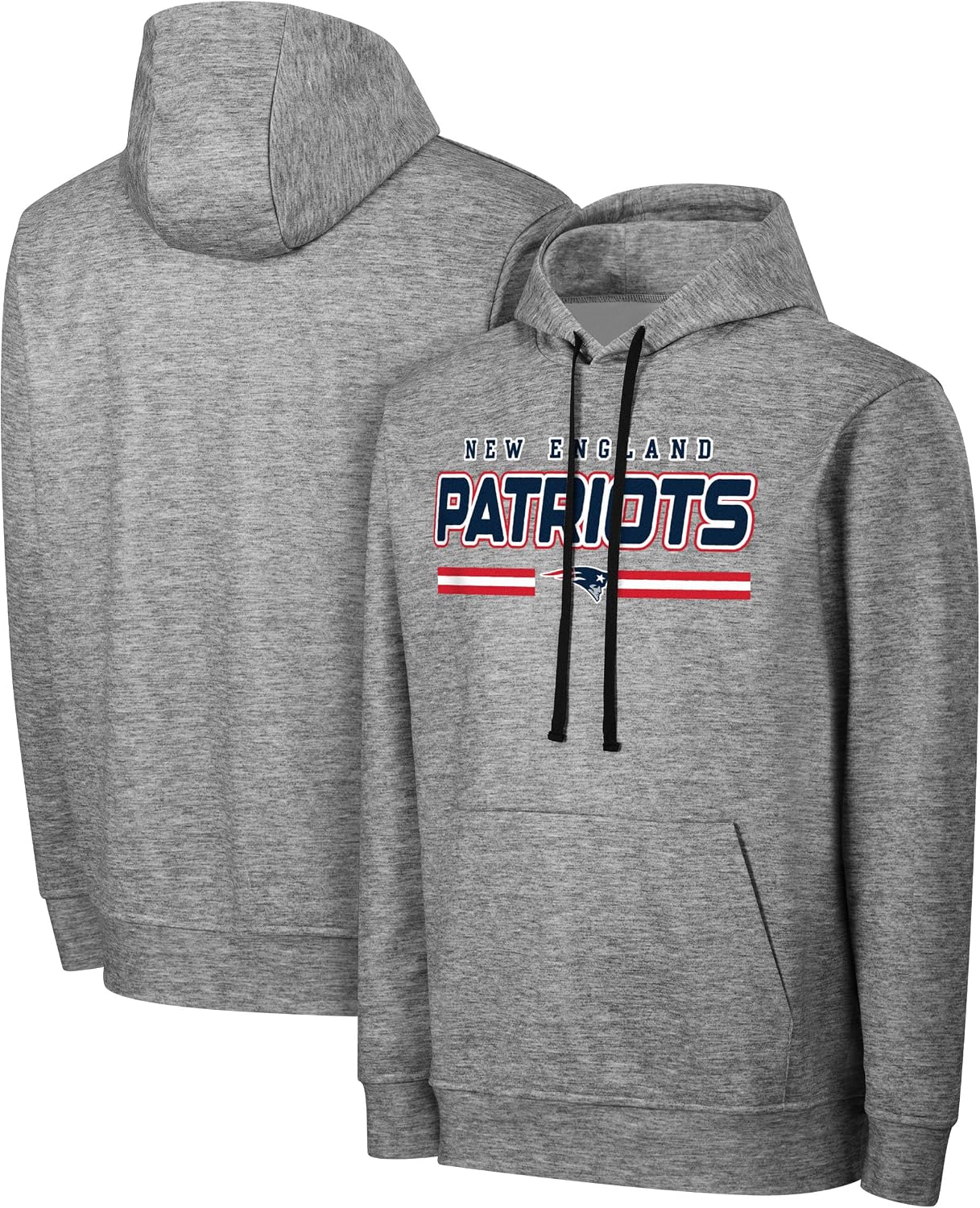 FOCO NFL Men's Officially Licensed Gray Team Color Primary Logo Wordmark Performance Victory Stripe Pullover Hoodie image 2