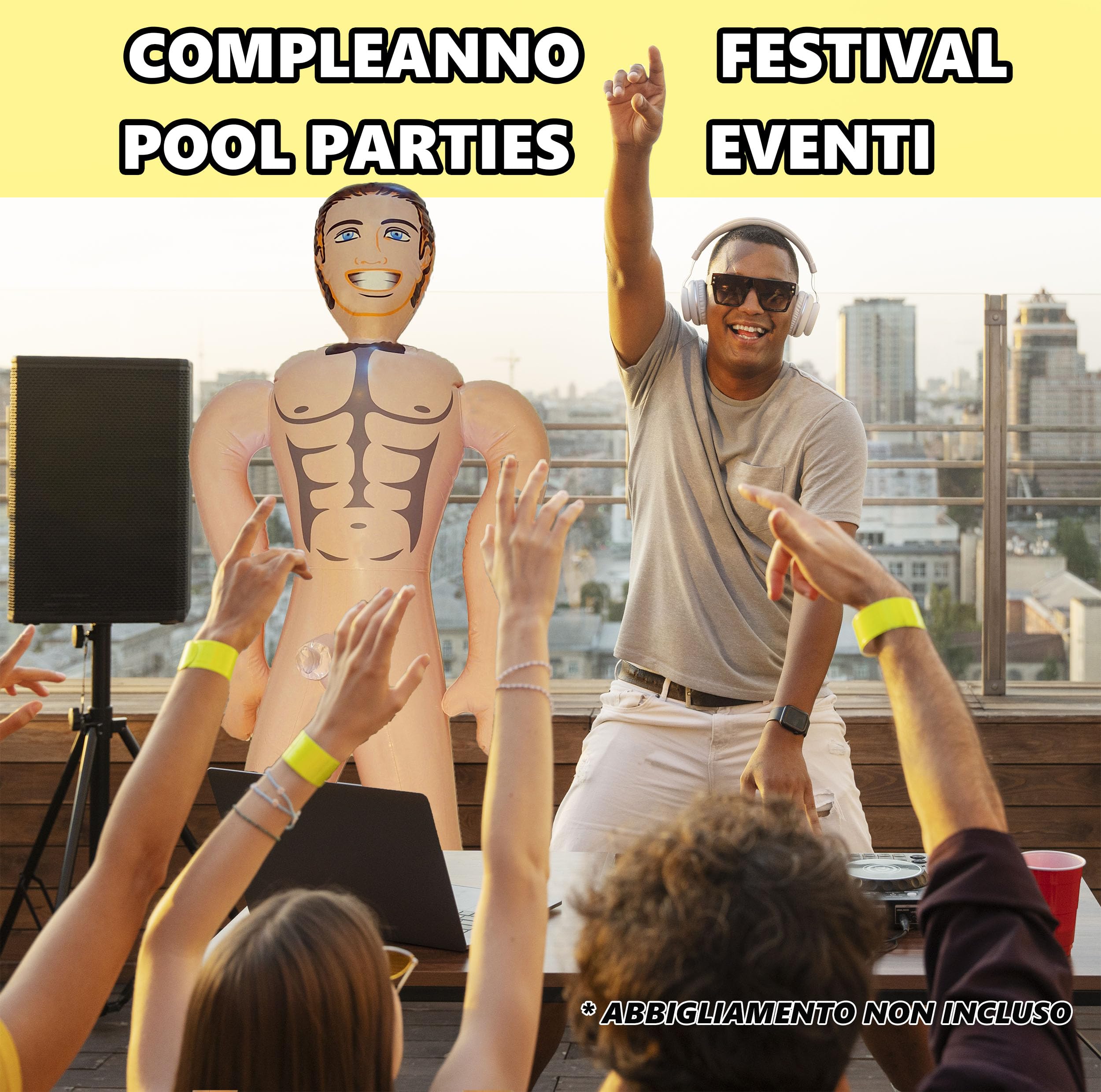 Bambolo Gonfiabile Uomo per Feste, Photocall di Matrimonio, Addii al Celibato e Nubilato. 150 cm