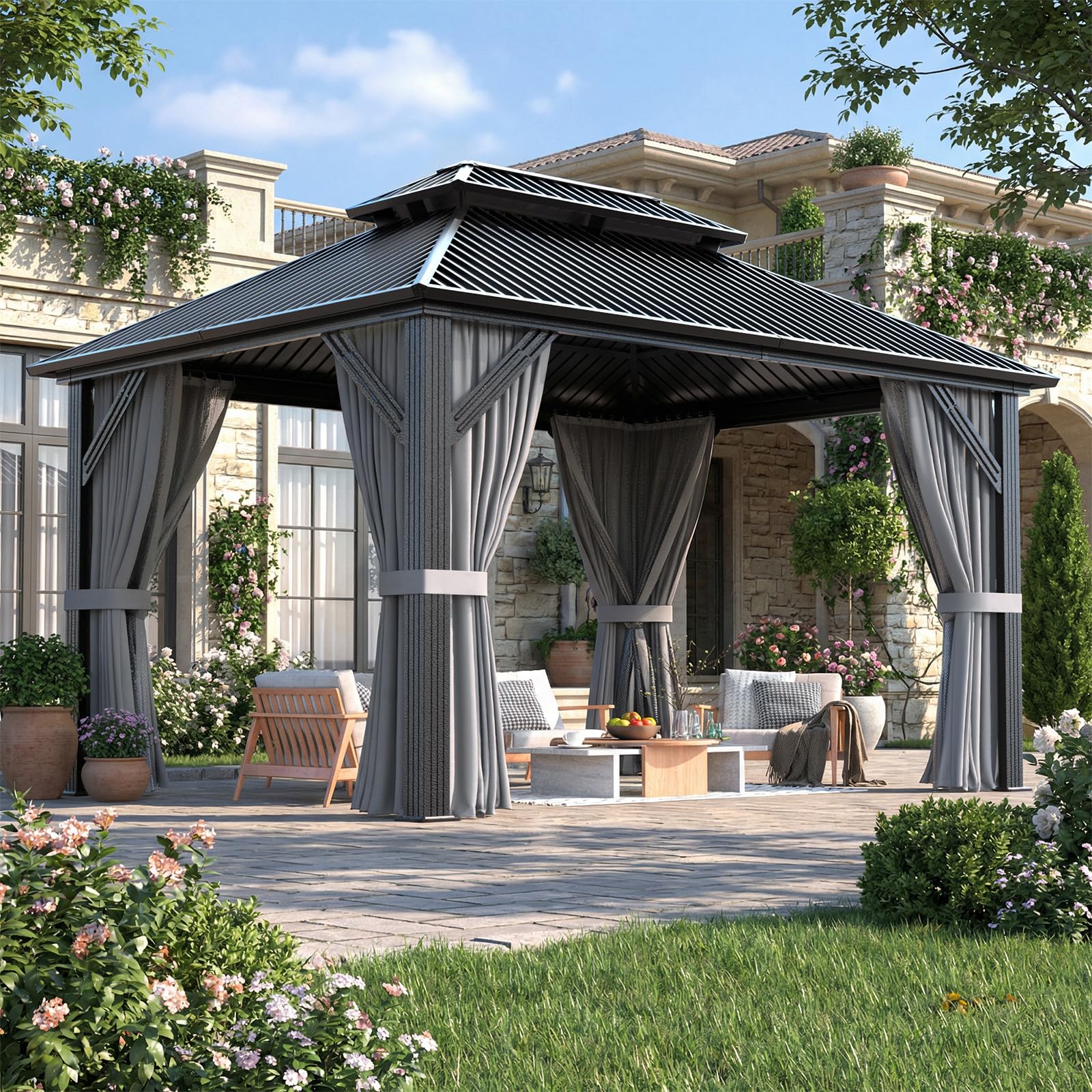 Amazon.com : Polar Aurora 10'x12' Outdoor Aluminum Gazebo Dark