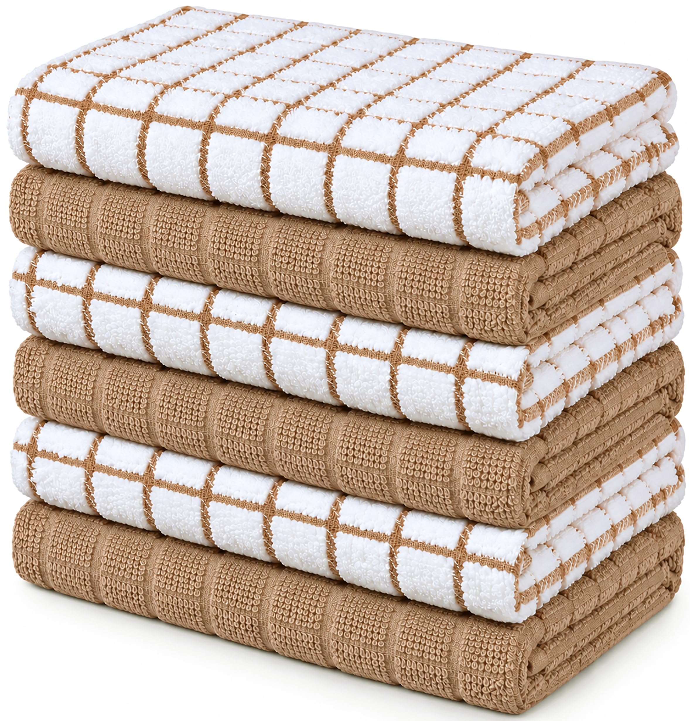 Bumble Kitchen Towels (6-Pack), 16"x28", 100% Cotton Dish Towels - Tan