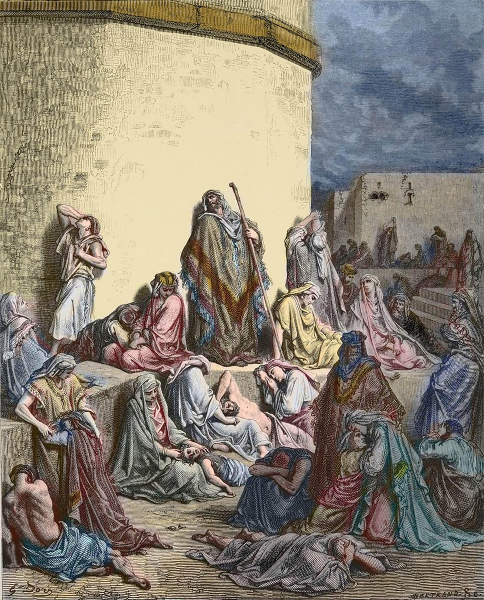 SERENDIPITP Vintage Wall Art Canvas Nordic Poster Canvas Print Picture the People of Israel Mourn Over Jerusalem Old Testament Lamentations of Jeremiah by Gustave Dore for Home Decor 60x90cm