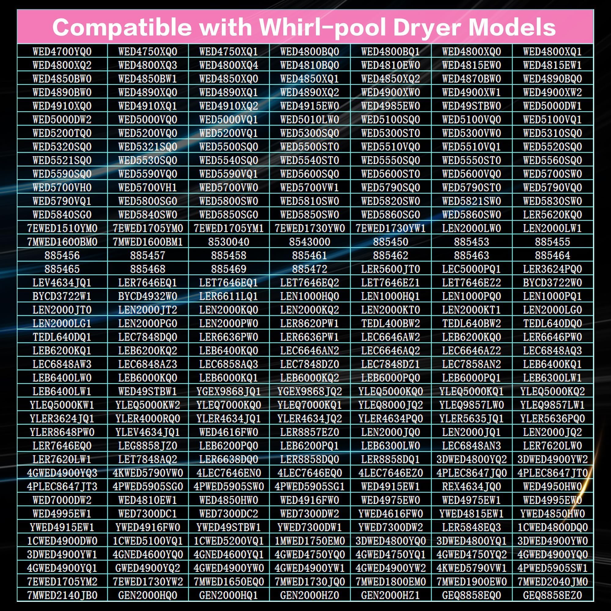 Elemento de calefacción para secadora Whirlpool WED4815EW0 NED4655EW1 WED4815EW1 MEDC215EW1 MEDX655DW1 LER7646EQ2 LEN3634DW1 WED5000DW2 WED6 200SW1 WED6600VW0 WED4800BQ1 RED4640YQ1 REX6634PQ0