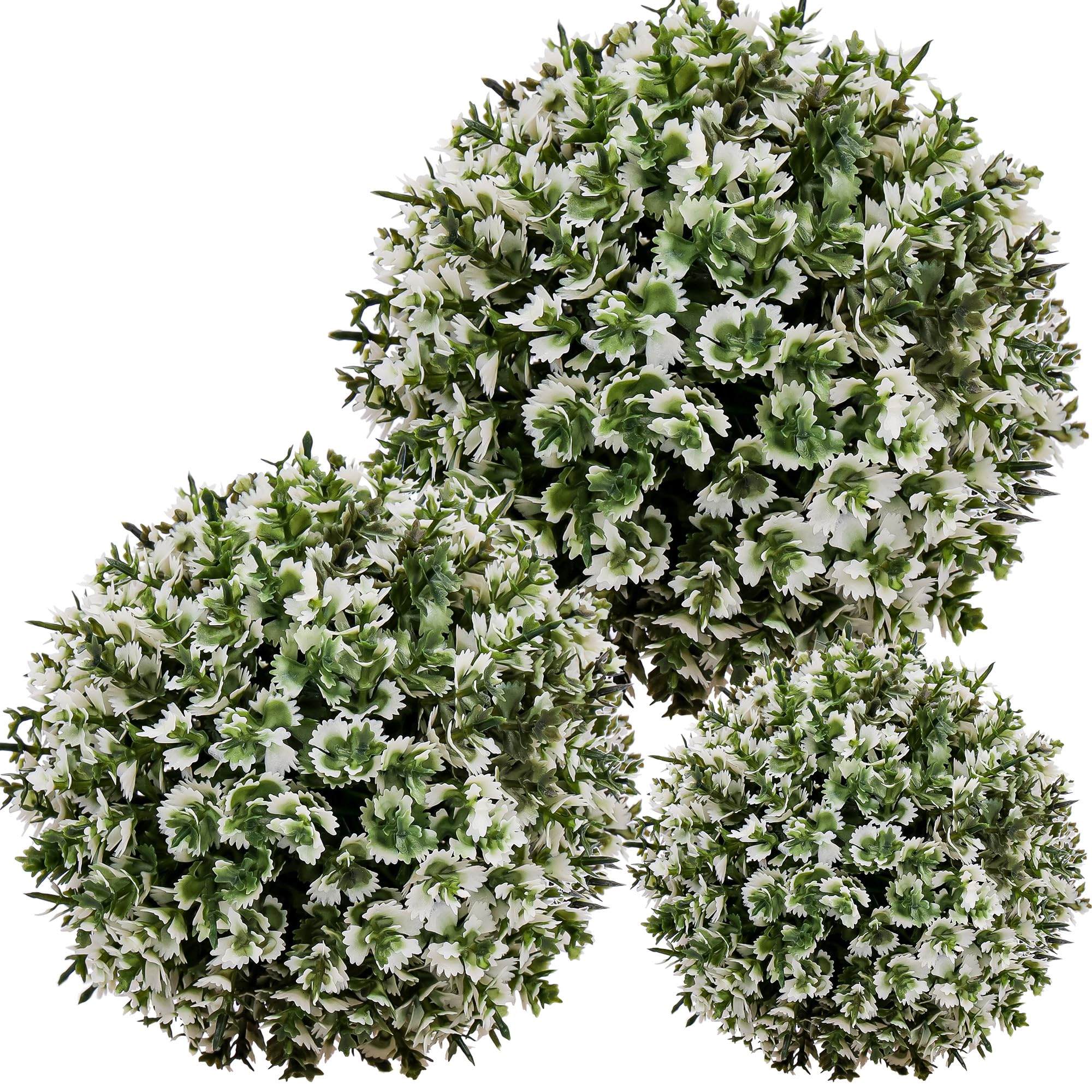 Boule topiaire artificielle haut de gamme lot de 3 buis et marguerites décoration maison