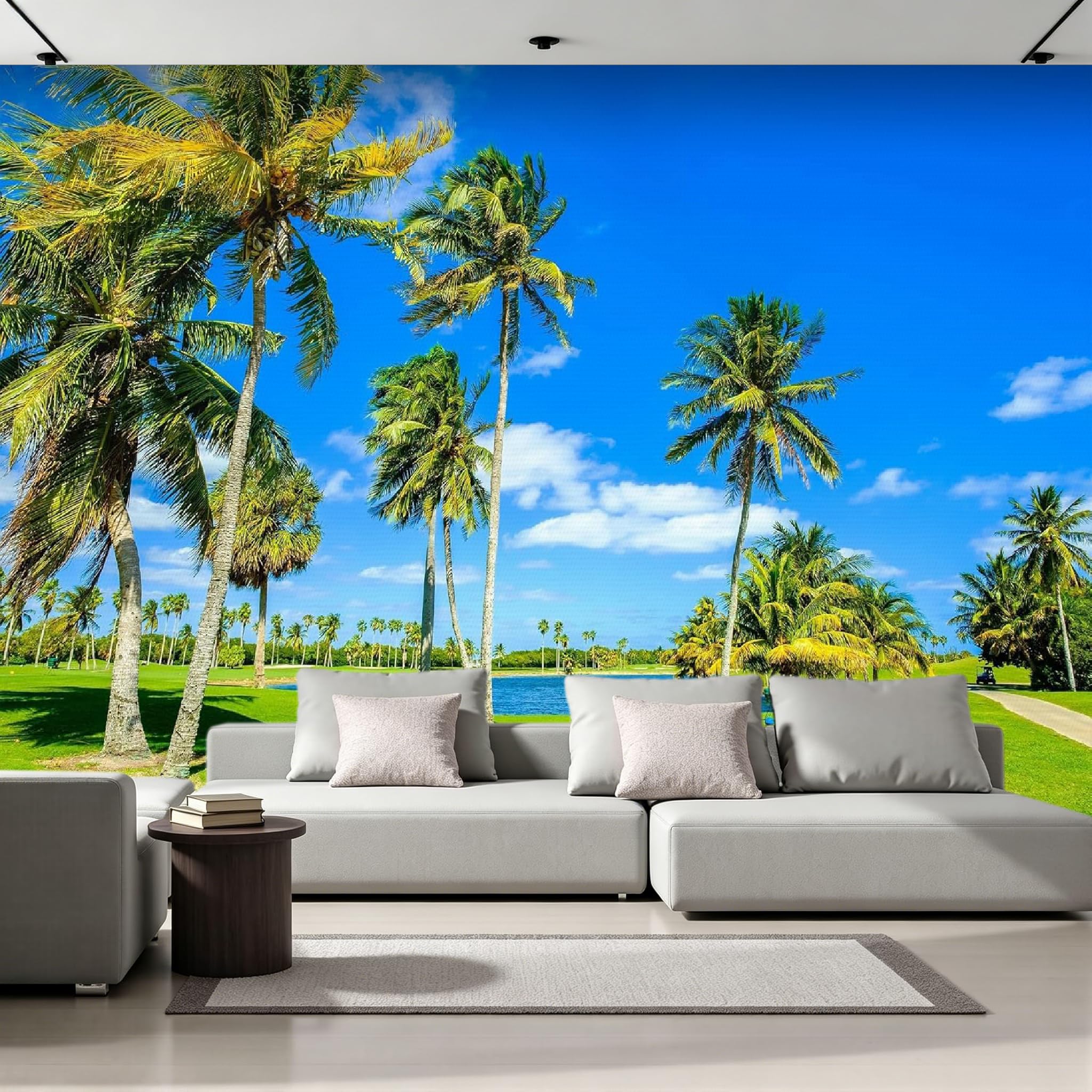 Poster mural géant mat 3D effet panoramique de golf 400x280 cm B-637