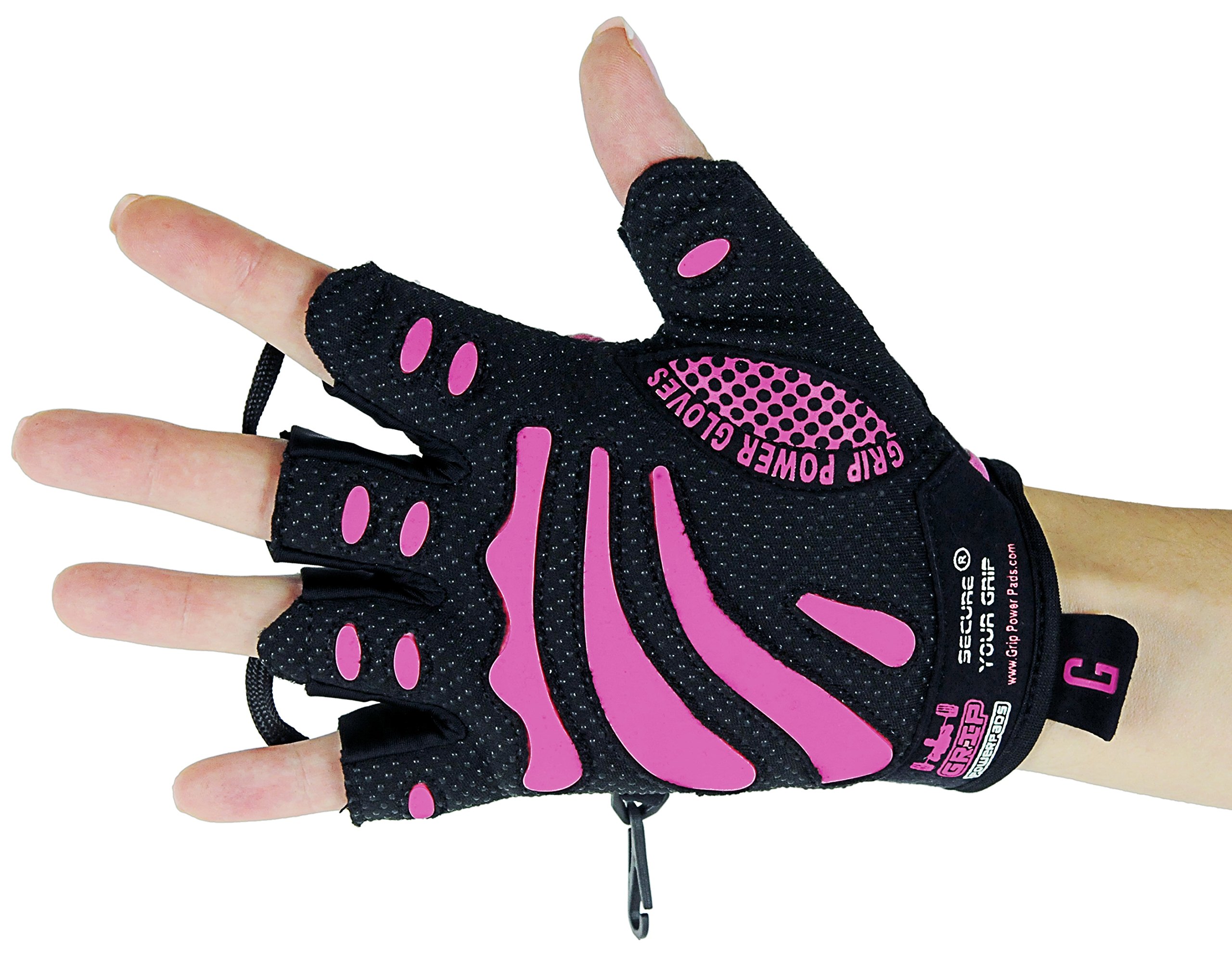 Women Gym Gloves Protect Your Hands & Improve Your Grip - Pink & Black Weightlifting Gloves - Easy to Pull On & Off - Adjustable Fit (Pink, Medium)