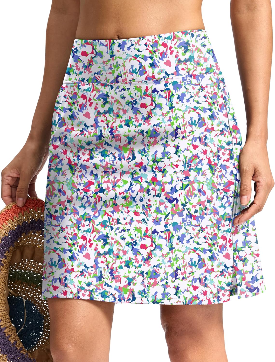 Viodia Women's 20" Long Swim Skirt Skort High Waisted Modest Bathing Suit Swimsuit Bottoms Beach Tankini Bikini with Skirt