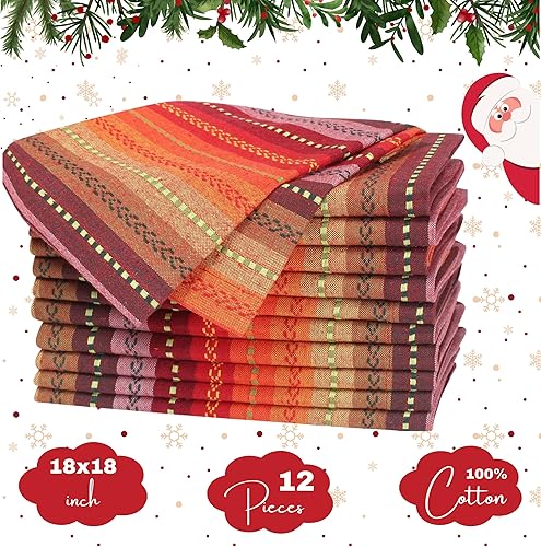 Miniatura 228 de Servilletas de lino y algodón de 18 x 18 pulgadas natural con vainica, servilletas de boda, servilletas de cóctel, servilletas de tela, servilletas