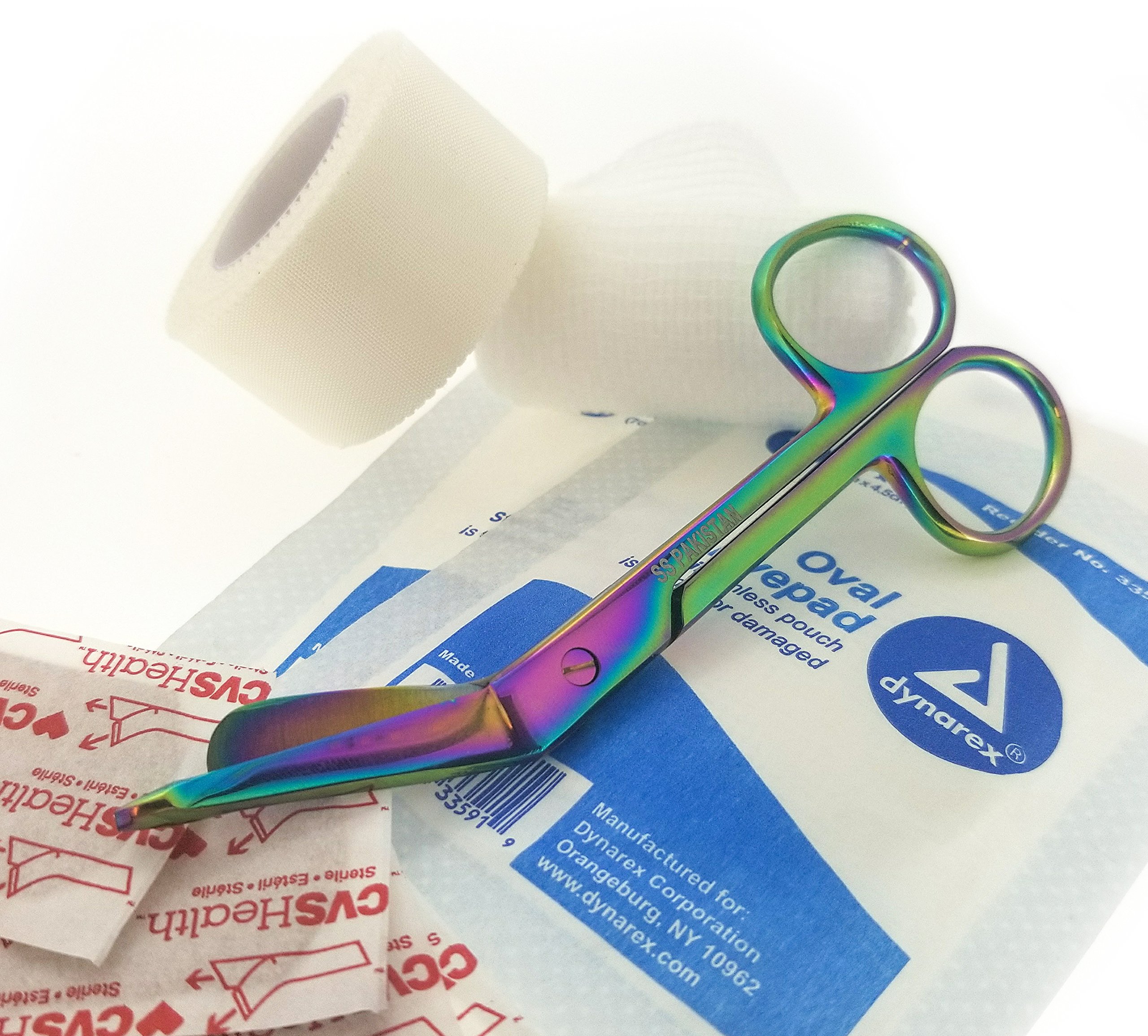 OdontoMed2011 Titanium Galaxy Rainbow Bandage Scissors 5.5" - Stainless Steel For Nurses, EMT
