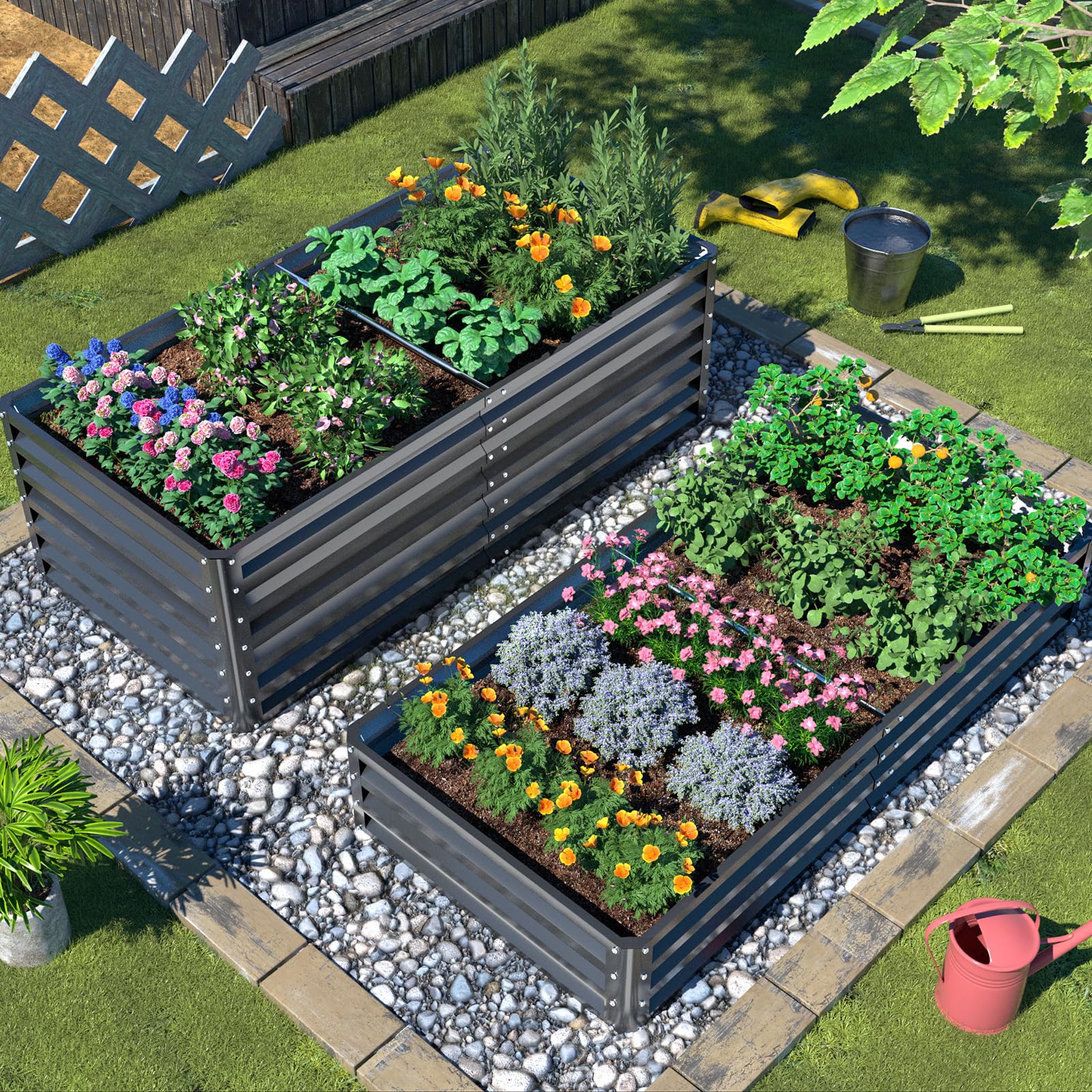 Jardinera Balcon Cosisti Jardinera Elevada De Metal 480 X 80 X 45 Cm Jardinera  Exterior Grandes Macetero Grande De Exterior Cama Elevada De Jardín Para  Cultivo De Flores Plantas Hierbas Plateado Jardinera Alta, image size:1600x1600