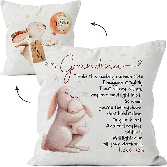 Kies®HOME (Double-Sided) Cushion Covers 18x18 Inch Gifts for Grandma Birthday Popular Cushion Cover Gifts Pillow 45 x 45 cm Gift for Grandmother Personalised Nana Birthday Gifts for Women (Grandma)