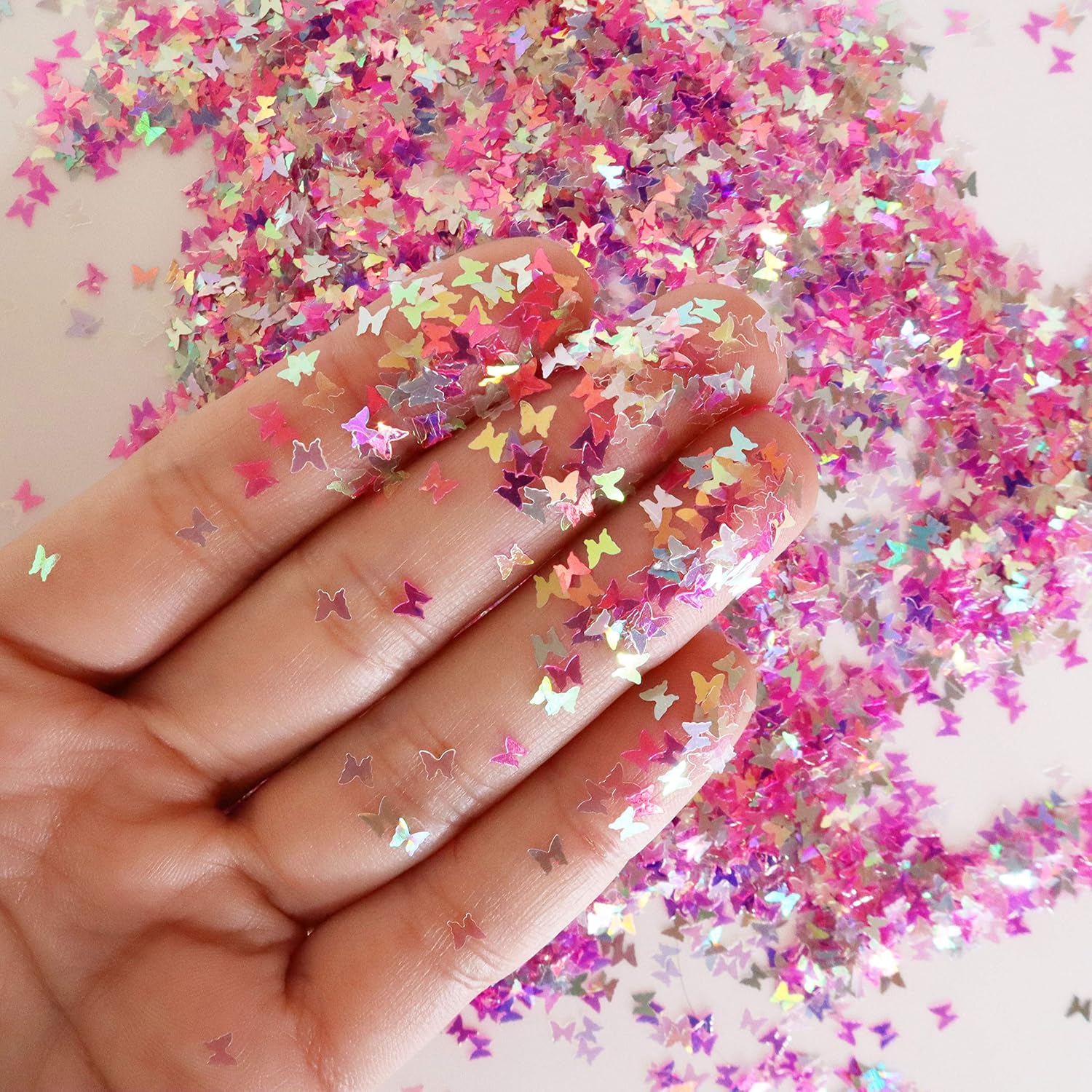 Pink Iridescent - Cosmetic Grade Chunky Glitter - Stars & Hexagon Shape - Festival Rave Makeup Face Body Nails Resin Arts & Crafts - Solvent Resistant : Beauty & Personal Care
