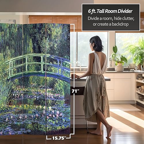 Miniatura 5 de Red Lantern 6 ft. Tall Double Sided Works of Monet Canvas Room Divider - Water Lily/Garden Lirio de agua/Jard,Jardín de Delicias,Obras de