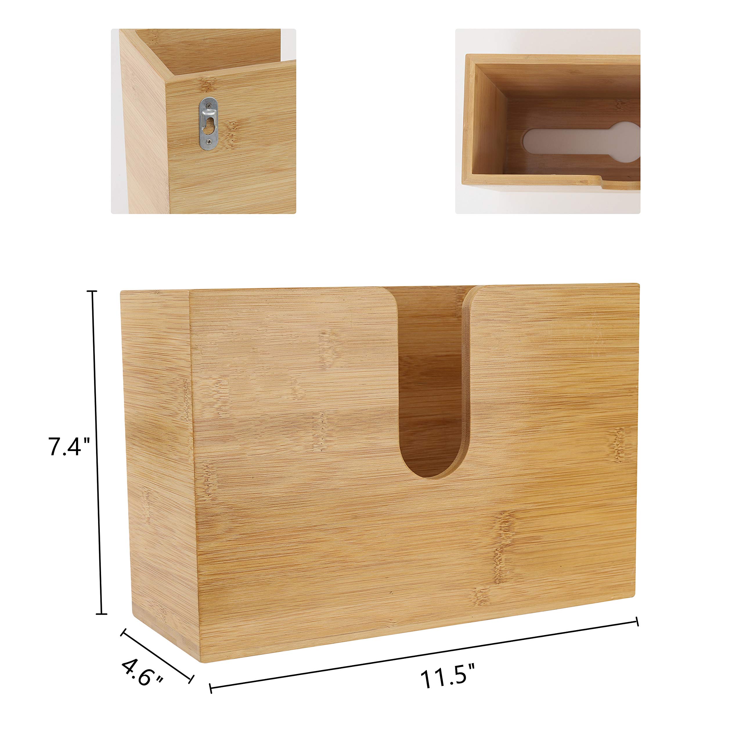 PENGKE Bamboo Paper Towel Dispenser,Wall Mount and Countertop Multifold