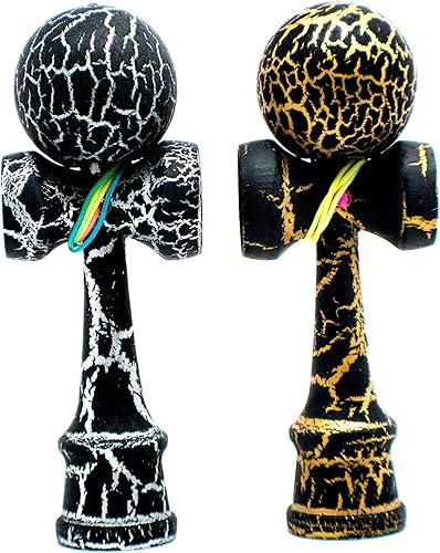 KENDAMA TOY CO Paquete de 2 el mejor bolsillo Kendama no tamaño completo - Colores de fantasía negroplata y negrooro - madera maciza - una KENDAMA TOY CO Paquete de 2 el mejor bolsillo Kendama no tamaño completo - Colores de fantasía negroplata y negrooro - madera maciza - una