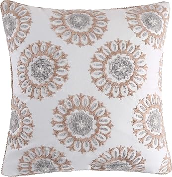 Levtex Home - Nacala - Decorative Pillow 18X18in. - Mini Medallions - Taupe, Grey and White