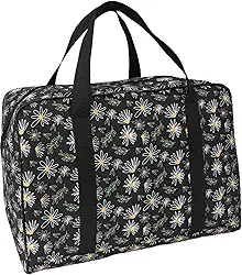 Bolsa de Viagem com Estampa Margaridas, preta, BV6462