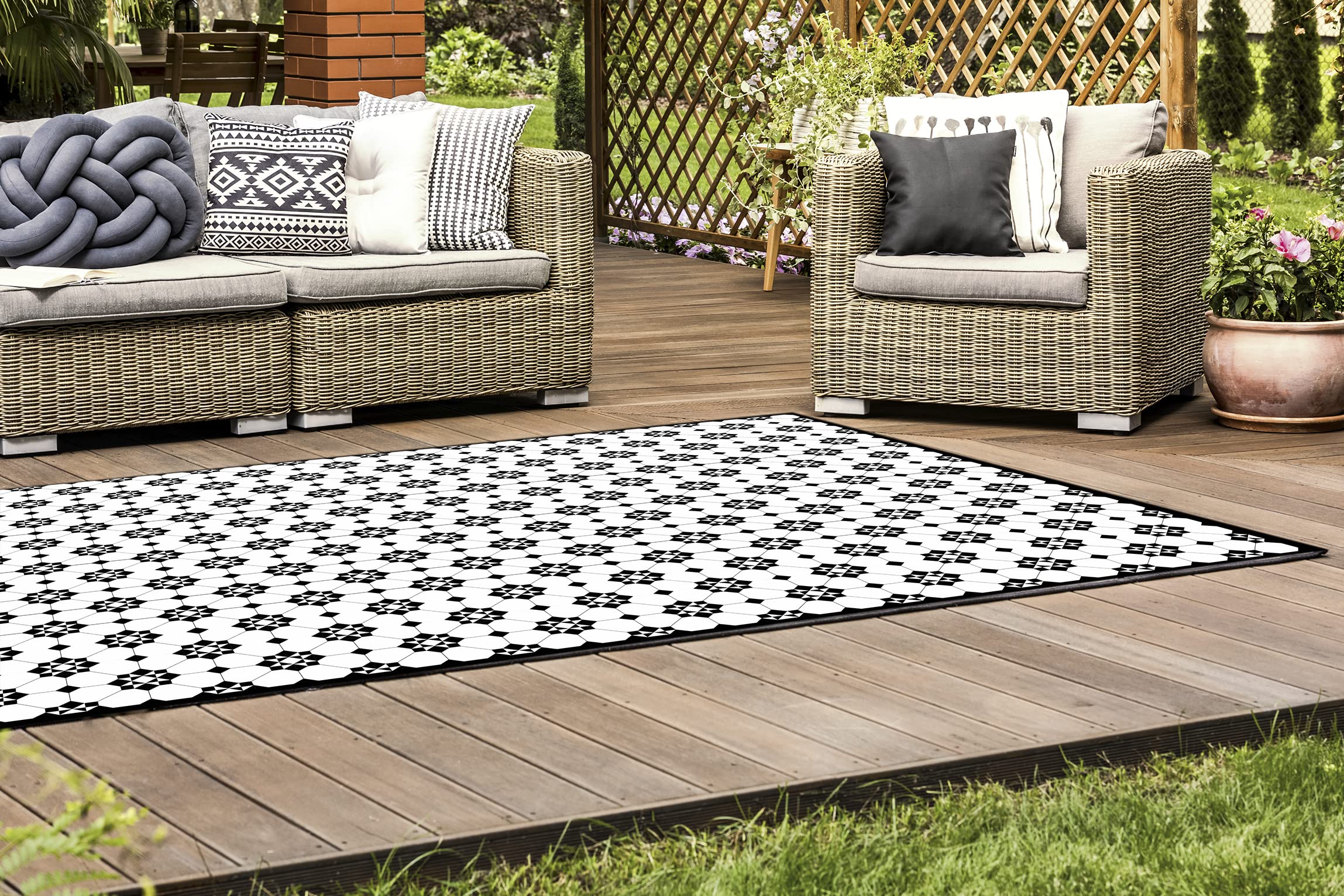 DobleUve Estudio Tapis Vinyle 34 | Noire | 65x300 cm | Tapis Cuisine et Salon Antidérapant Antifongique Ignifuge | Tapis Enfants et Bain PVC