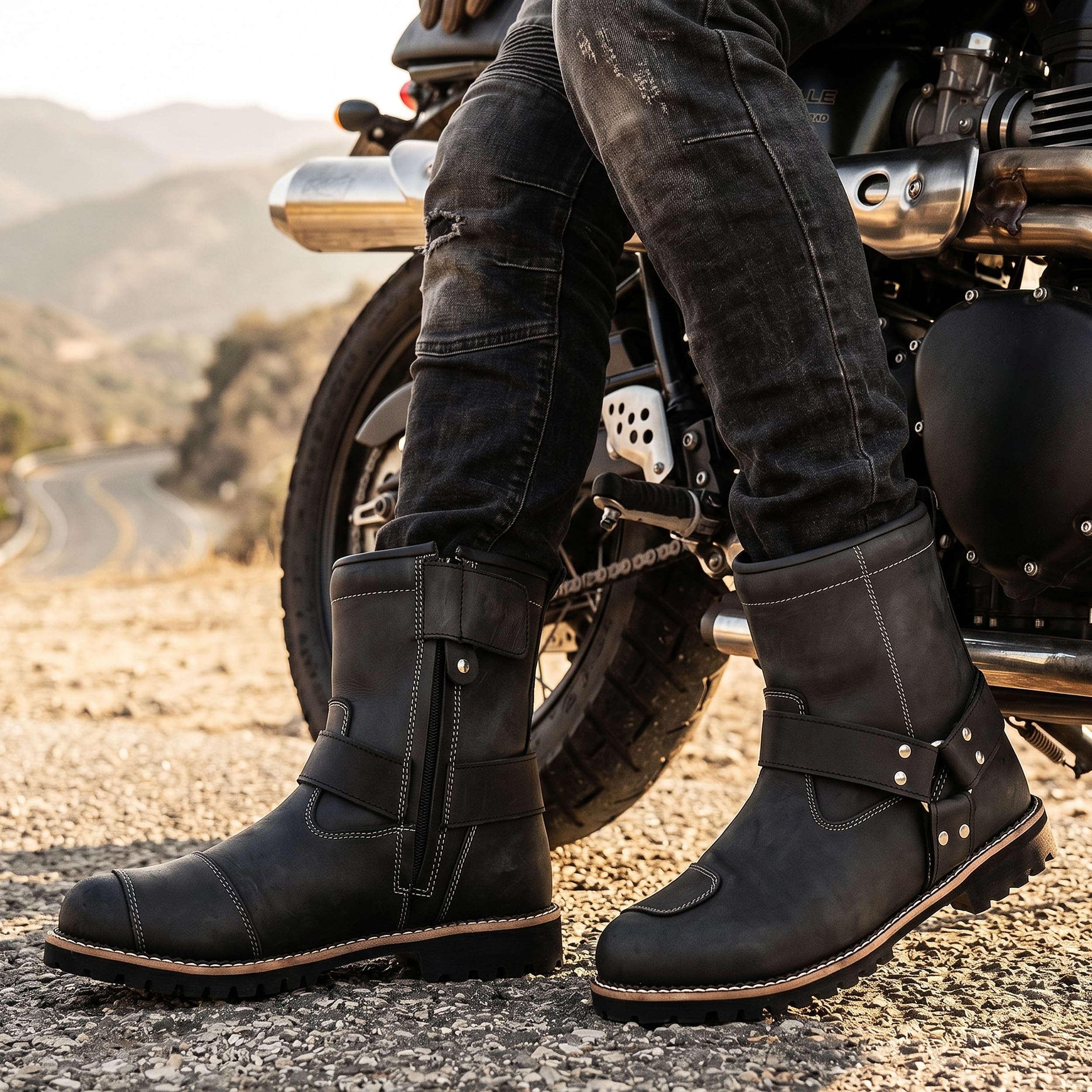 VPR Viper R40 Bottes de moto de tourisme et d'équitation en cuir véritable CE pour homme – Bottes de moto courtes avec membrane imperméable et respirante, chaussures de protection CE EN13634:2020
