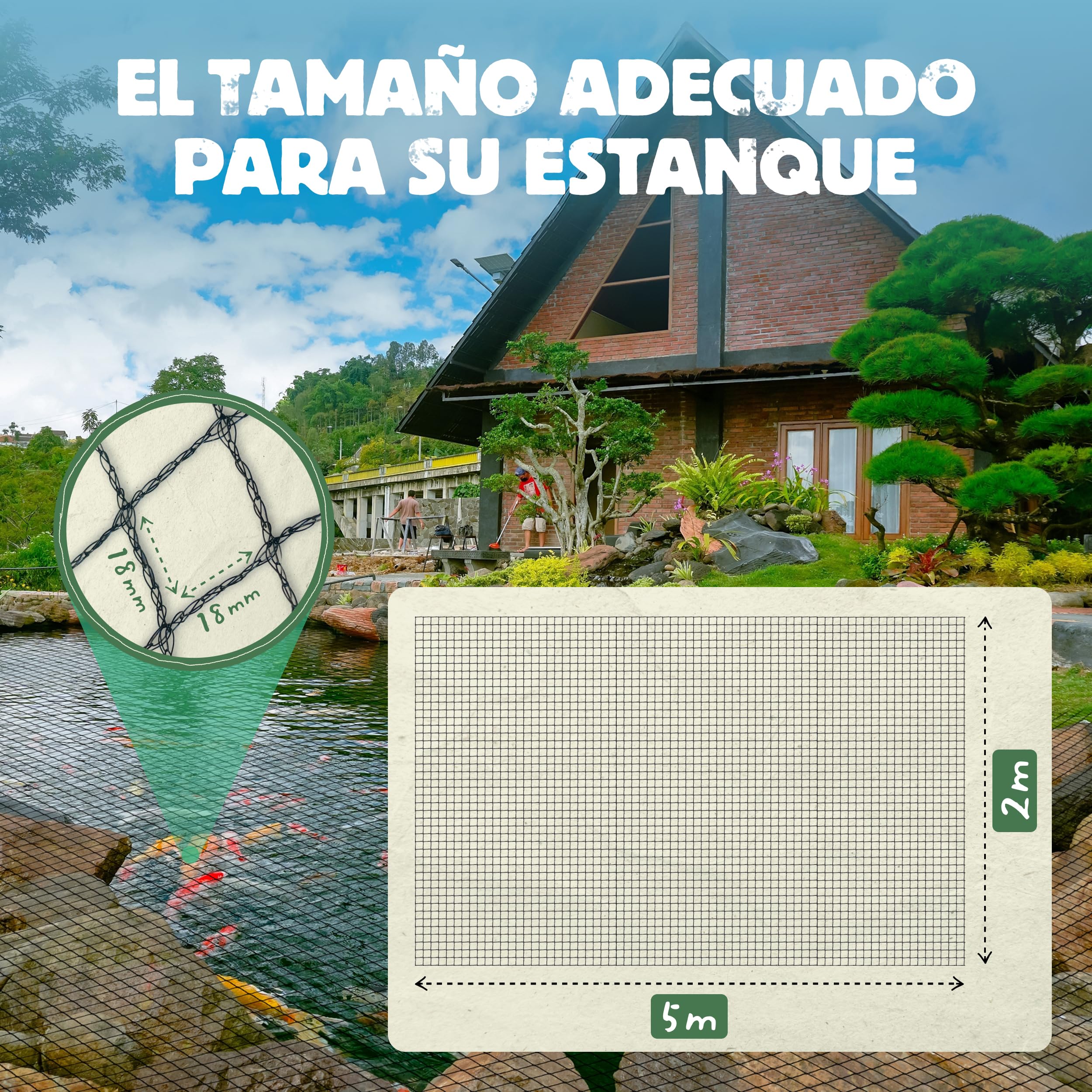 LAINFELD Red para estanques de Malla Fina, 2 x 5 m, Resistente a la Intemperie y a los Rayos UV, Red para pájaros, Pollos, balcón, contra Palomas y garzas