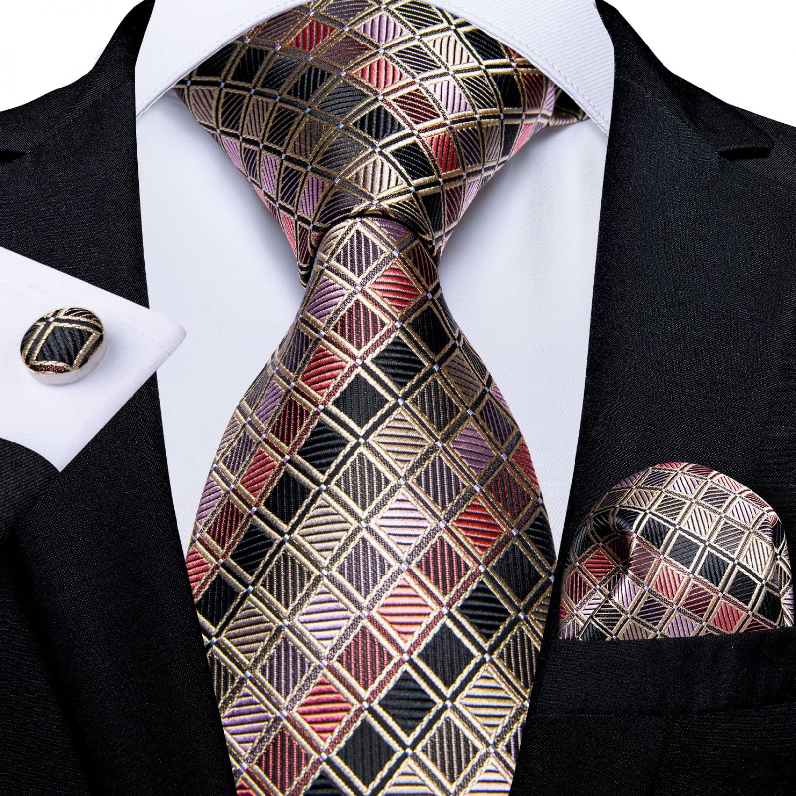 Corbata de los hombres de corbata de seda de corbata de los hombres Conjunto de pañuelos Regalos de boda