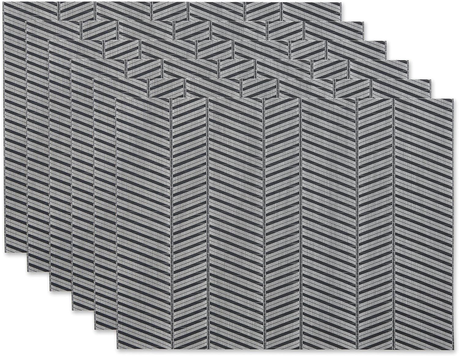 DII Farmhouse Stripe Woven Tabletop Collection Placemat Set, 13x17.25, Storm Blue, 6 Piece