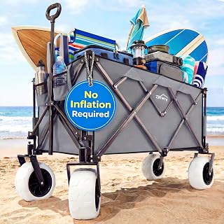 Zeraty Heavy Duty Beach Wagon with Big Wheels for Sand – 240L Oversized Capacity & 330lb Load, Wagons Carts Foldable, All Terrain Beach Cart with Solid Rubber 9" Tires for Camping, Outdoor