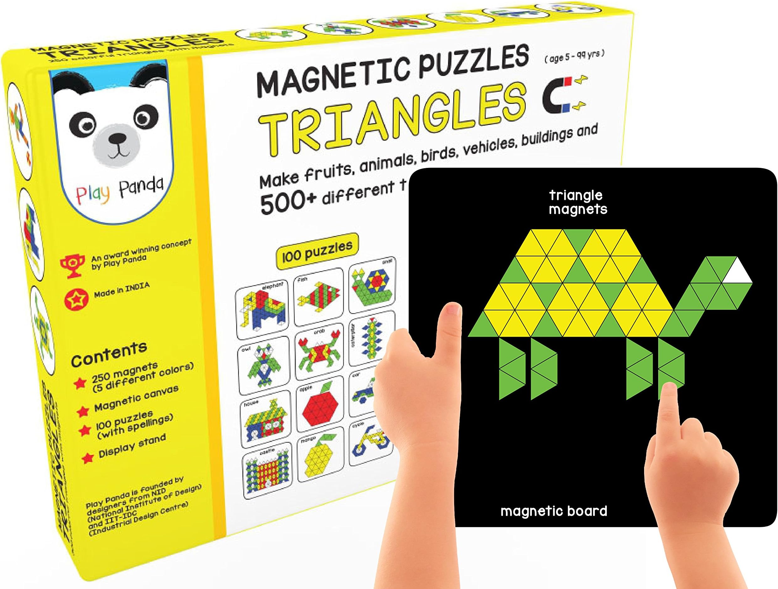 Magnetic Tangram Puzzles Toys for Kids | 200 Magnet Triangles Shapes with 100...