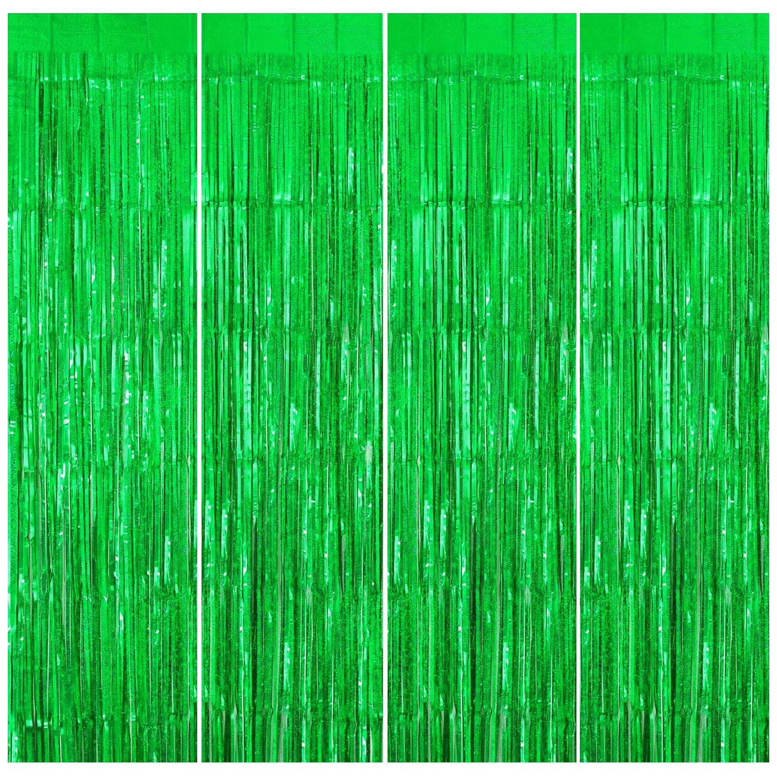 4PCS Tinsel Foil Fringe Curtain, Green Laser Glitter Party Curtain, Tinsel Curtains For Party Decorations, Birthday Decoration, Graduation, Proposal, Baby Shower Wedding Holiday Backdrop Decoration