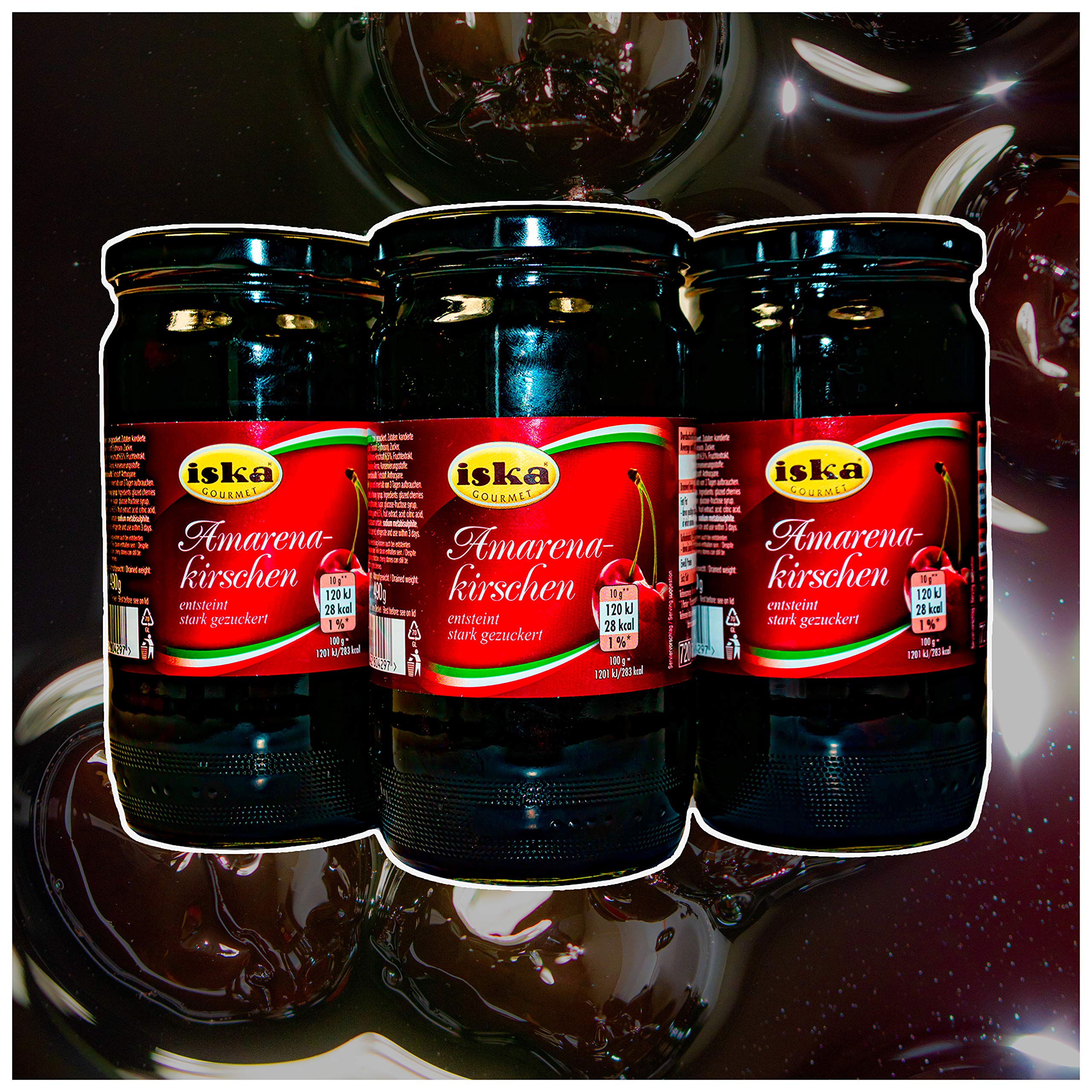 Food-United Amarena-Kirschen in Sirup 6 x 890g Spezialität aus Italien entsteint kandiert