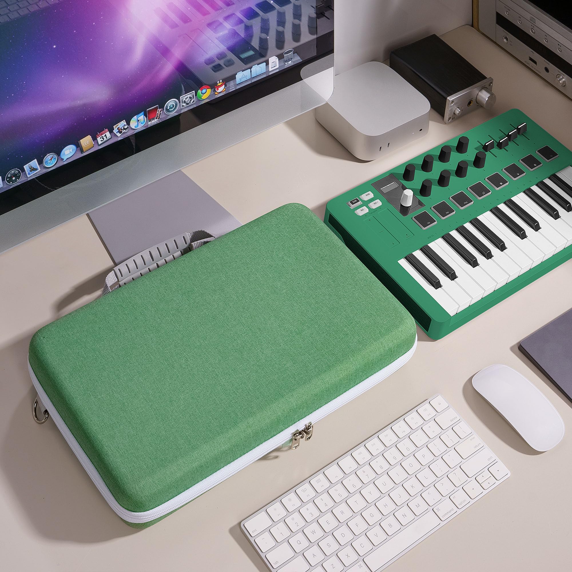 Geekria Etui na kontroler klawiatury USB MIDI, kompatybilne z Arturia MiniLab 3 / MiniLab MkII 25 Slim-Key, twarda obudowa podróżna (miętowa zieleń)