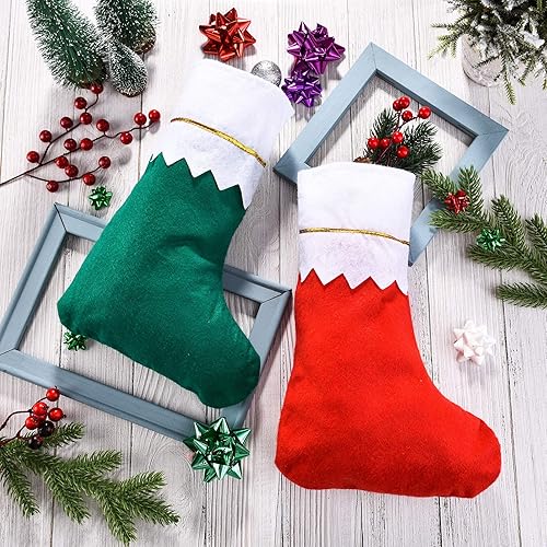 Miniatura 7 de Skylety Medias de fieltro de Navidad rojas y verdes para colgar en el árbol de Navidad, adornos para la familia, decoraciones de Navidad,